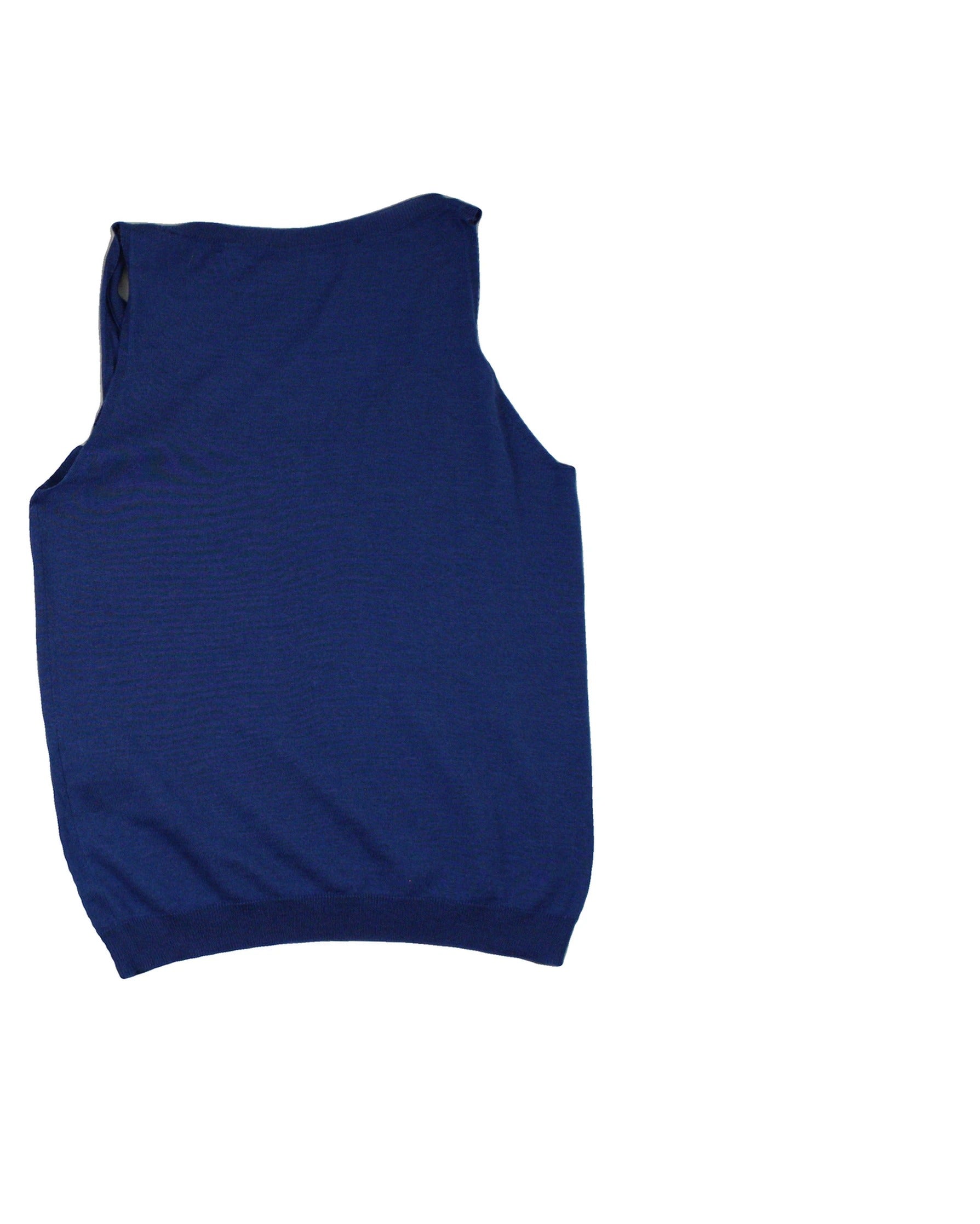 No Brand Women's Blue Lightweight Knit Scoop Neckline Ribbed Trim Sleeveless Top – Size S