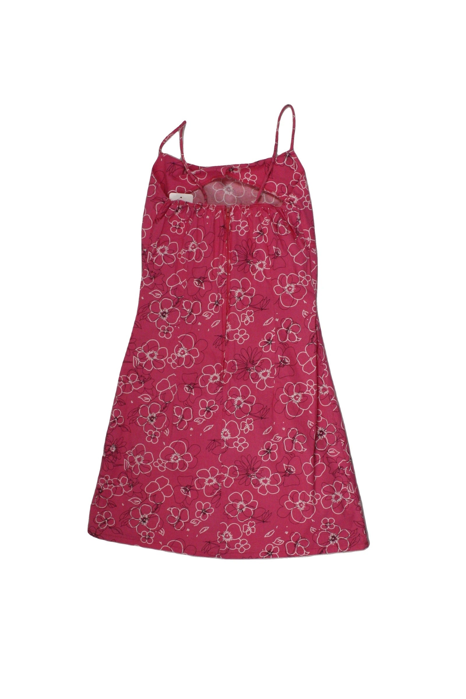 ANGIE Women's Pink/White/Black Floral Pattern Scoop Neckline Midi Length Bow Under Bust Spaghetti Strap Dress