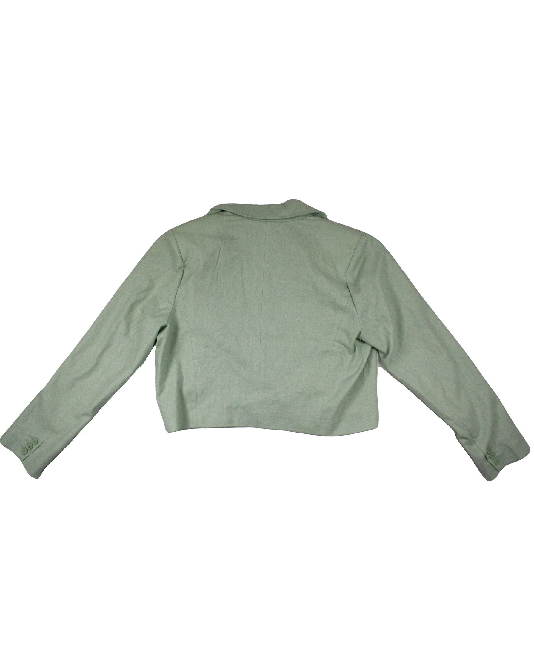 Abercrombie & Fitch Women's Mint Linen/Cotton Long Sleeve Cropped Blazer – Size L