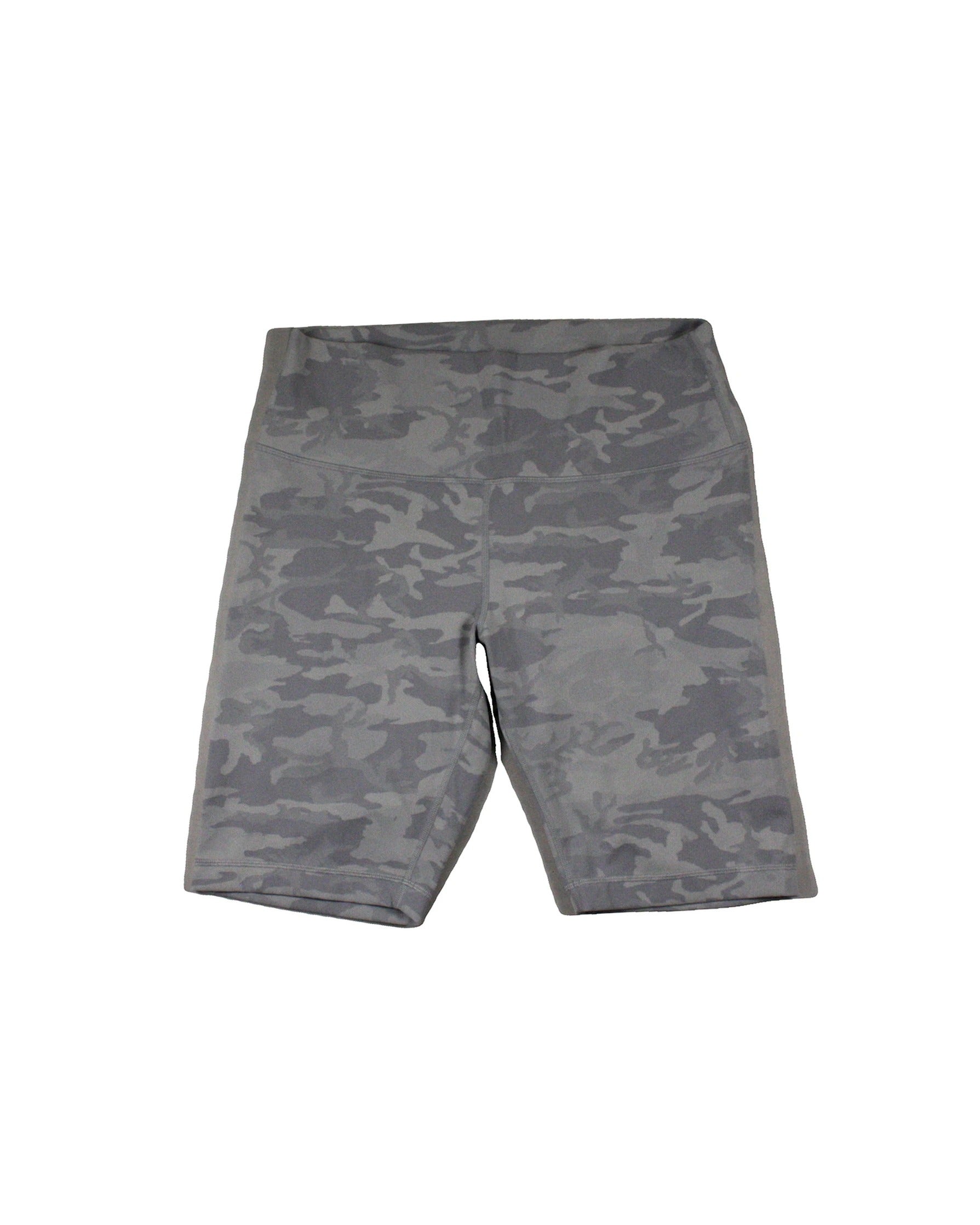 Lululemon Women's Grey/Light Purple Army Print Ribbed Biker Shorts – Size 14 / Waist 31