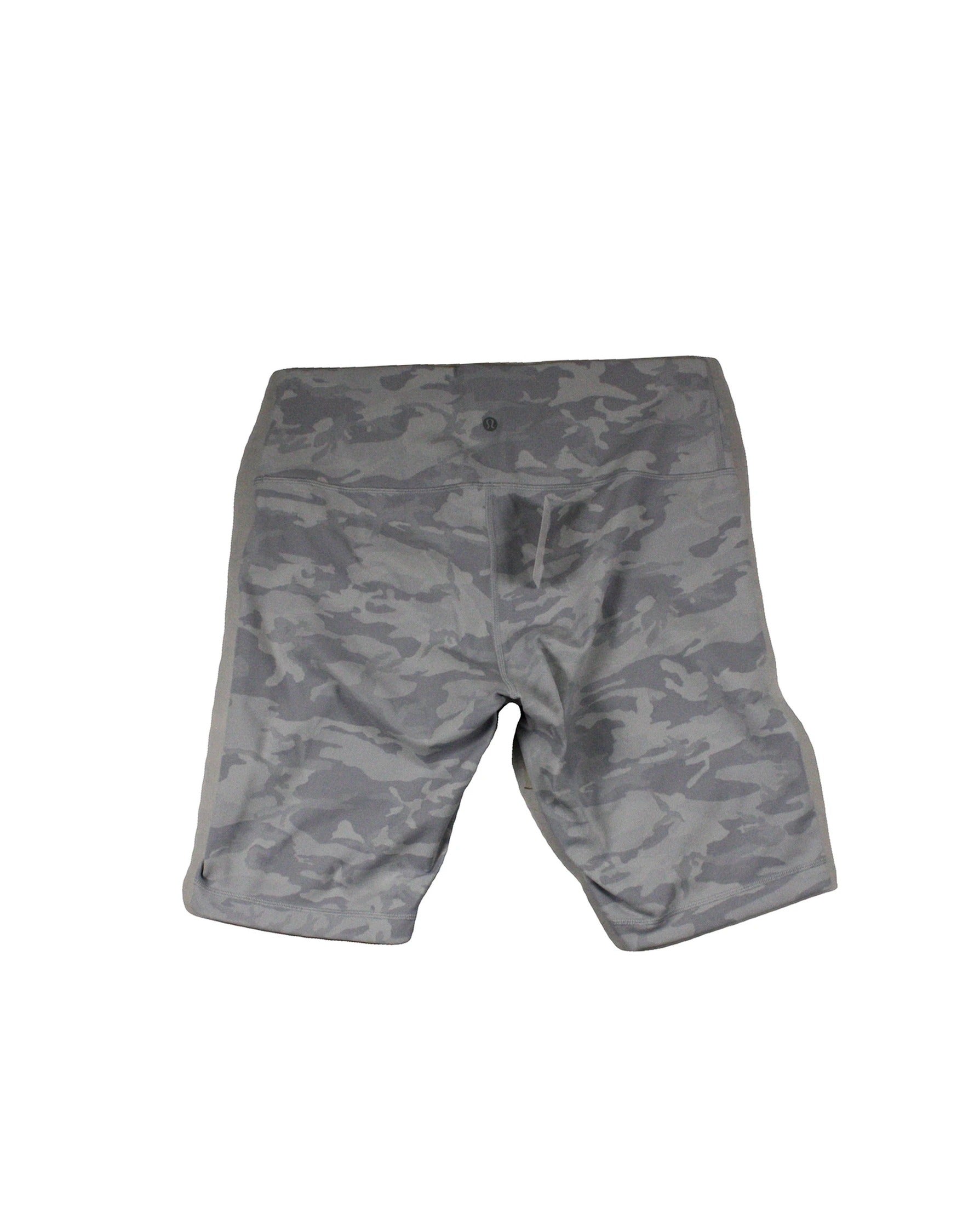 Lululemon Women's Grey/Light Purple Army Print Ribbed Biker Shorts – Size 14 / Waist 31