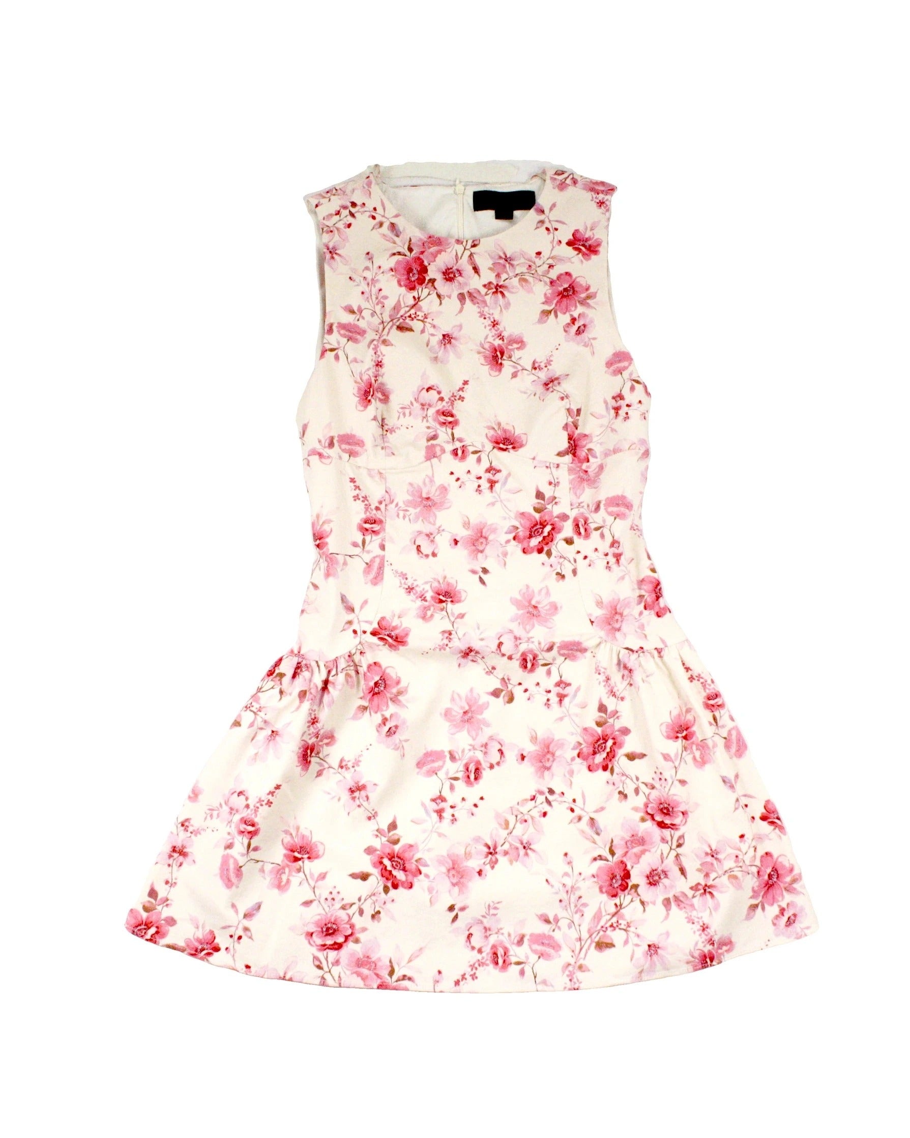 Zara Women's Light Pink/Pink/Lilac/Brown Sleeveless Floral Mini Dress with Gathered Hips – Size S