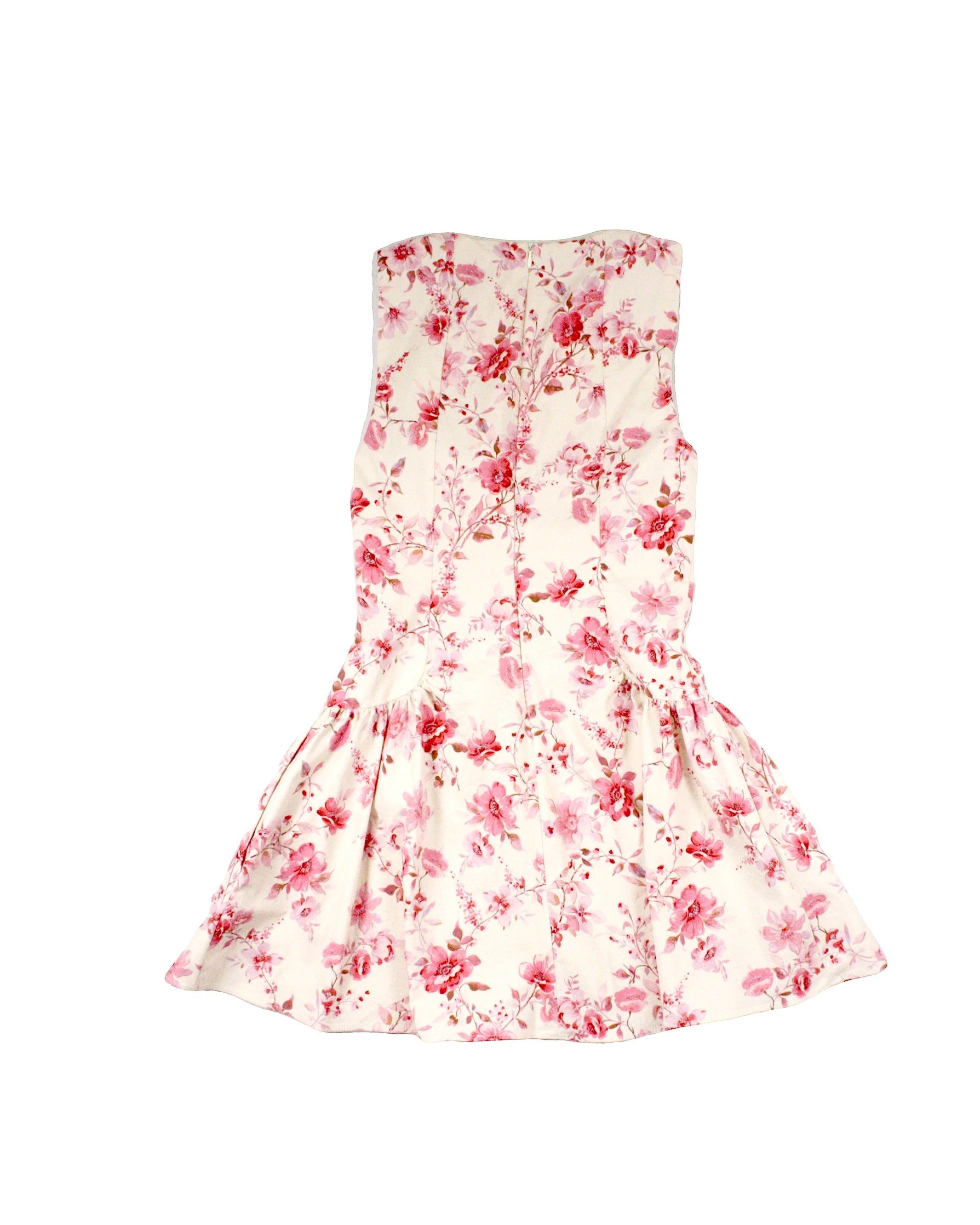 Zara Women's Light Pink/Pink/Lilac/Brown Sleeveless Floral Mini Dress with Gathered Hips – Size S