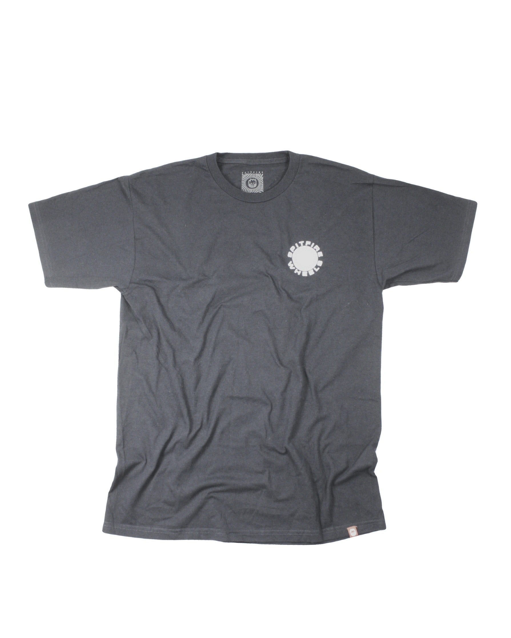 Spitfire Men's Navy/White/Light Blue Graphic Short Sleeve Tee with Back Swirl Print – Size L