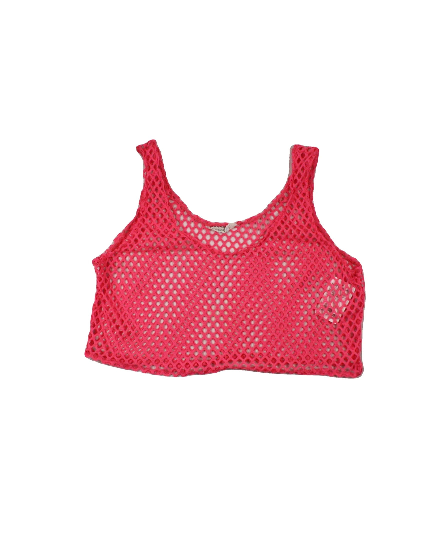 Urban Renewal Women's Neon Pink Mesh Sleeveless Crop Top with Scoop Neck – Size S/M