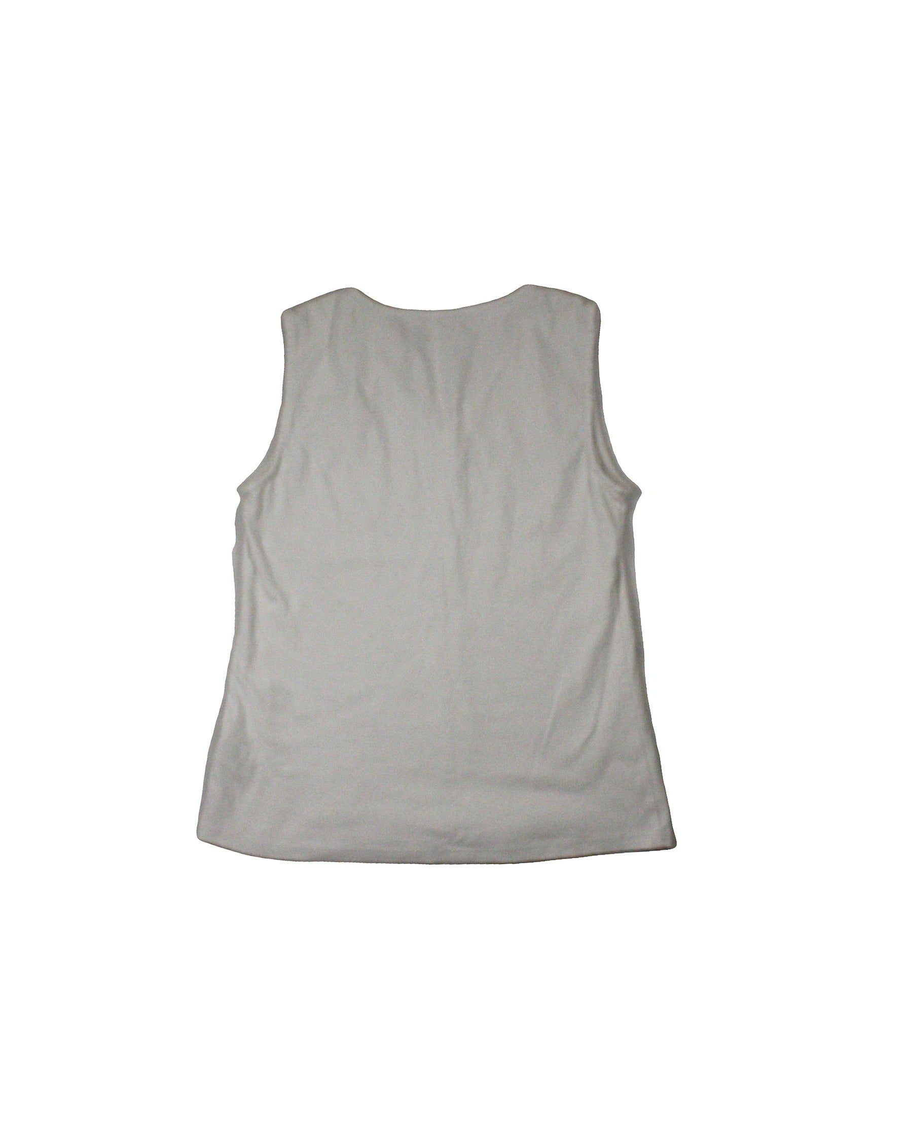 Cleo Women's White Sleeveless Top with V-Neck, Shoulder Eyelets, and Silver Hardware – Size M