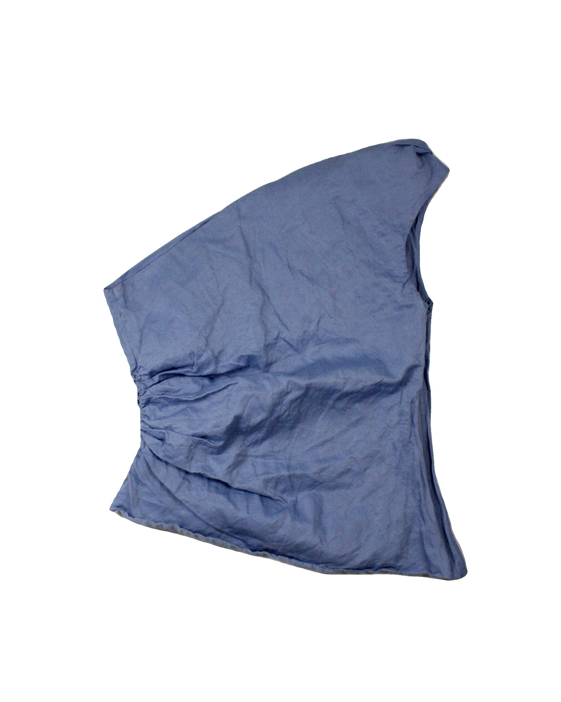 Zara Women's Blue One Shoulder Sheen Top with Side Gathers and Asymmetric Hem – Size S