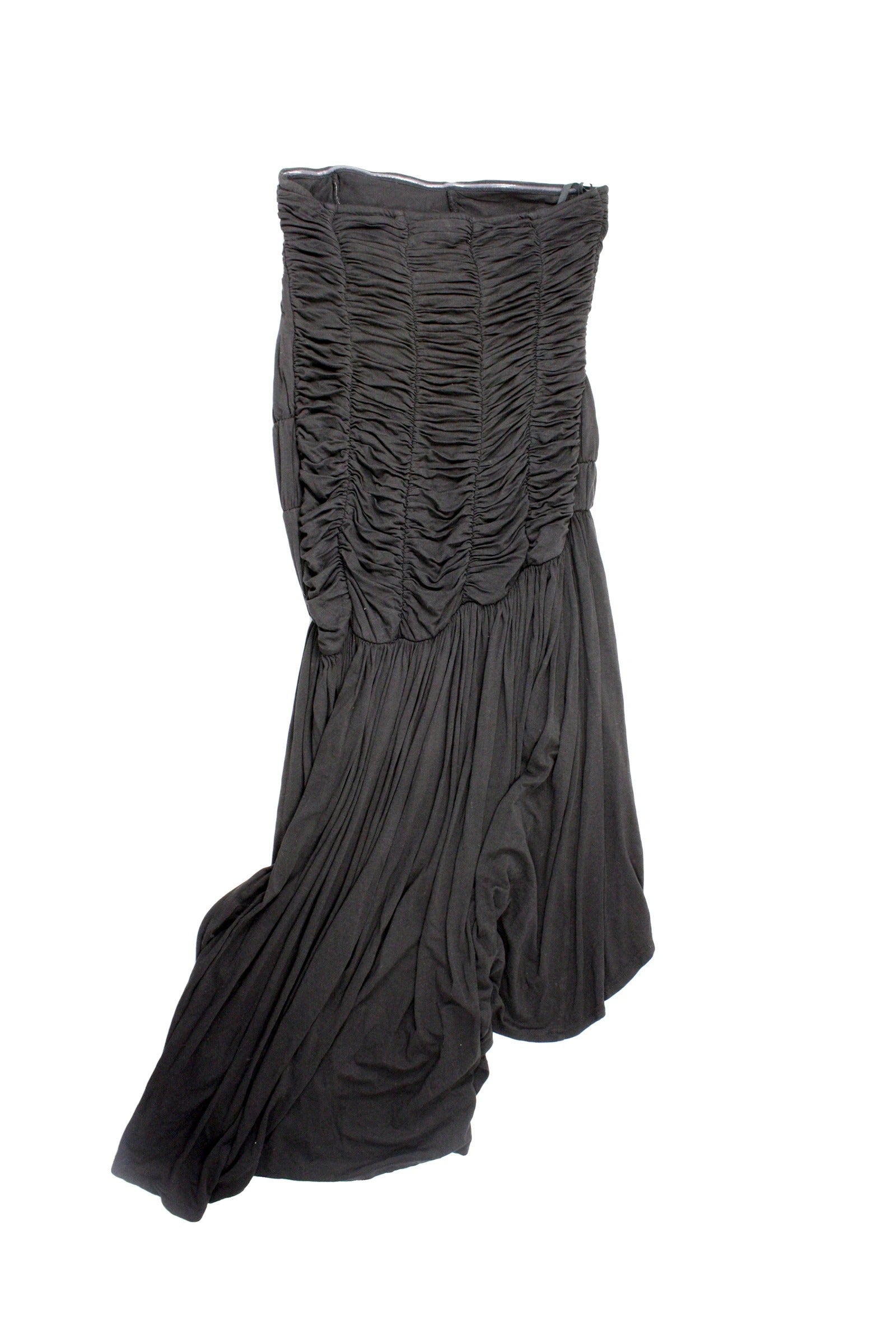 Celandine Women's Black Stretch Hi-Low Midi Tube Dress with Ruched Panels – Size S