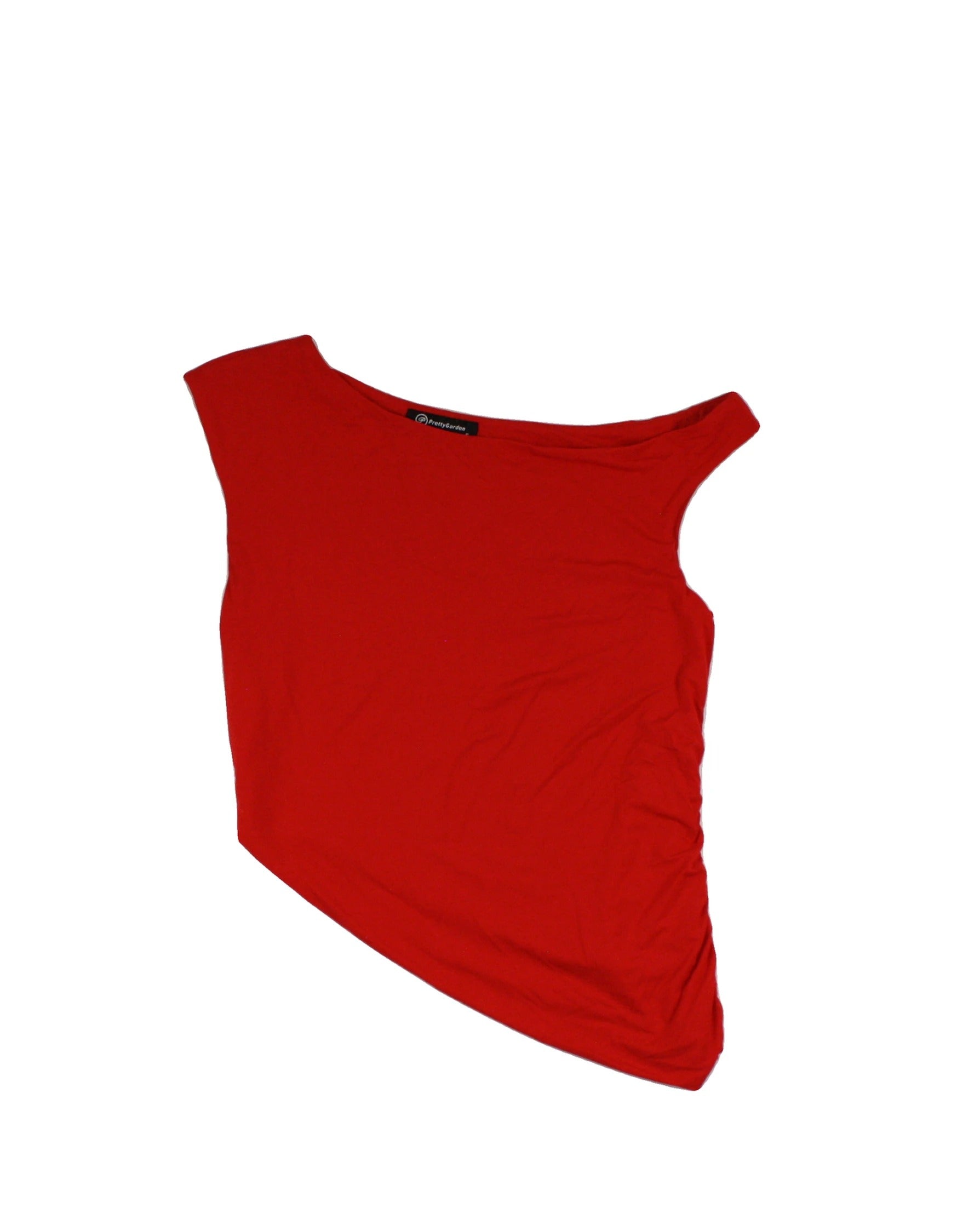 Pretty Garden Women's Red Sleeveless Top with Boat Neck – Size S