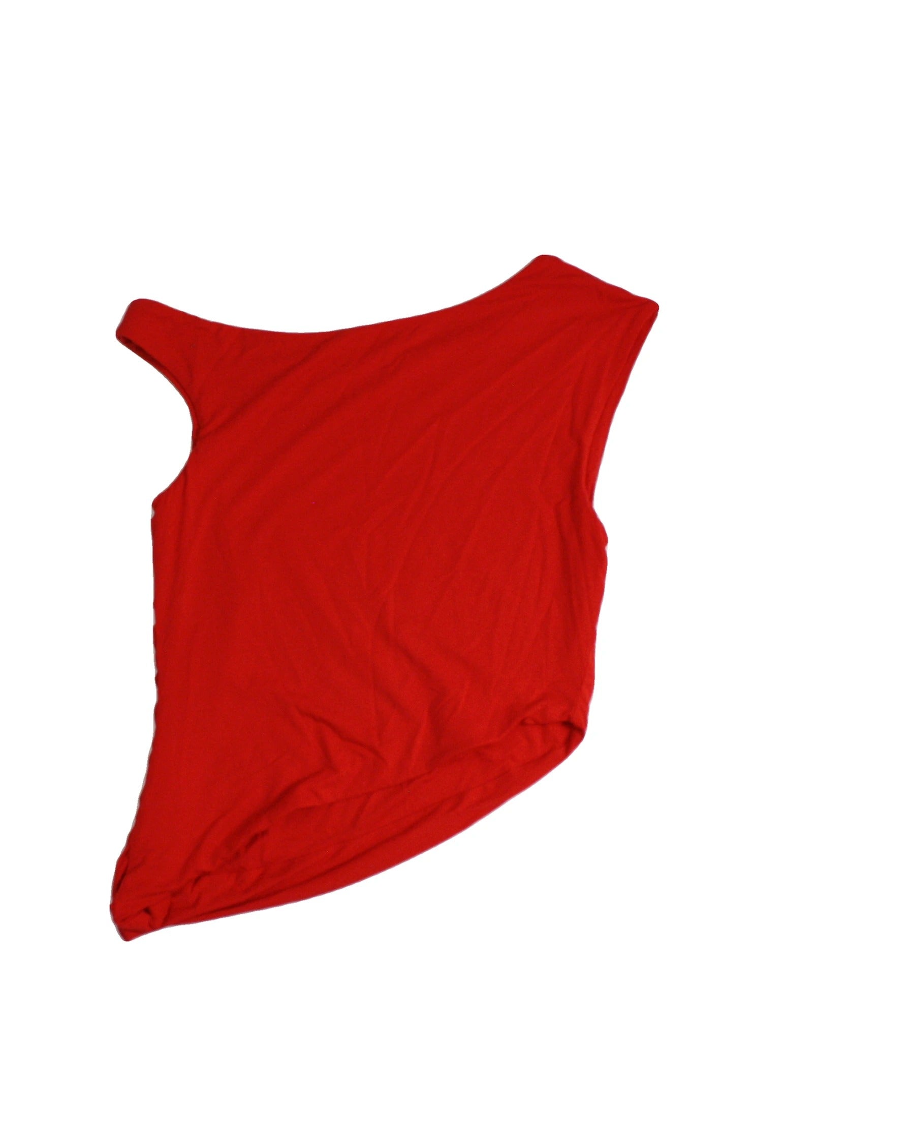 Pretty Garden Women's Red Sleeveless Top with Boat Neck – Size S