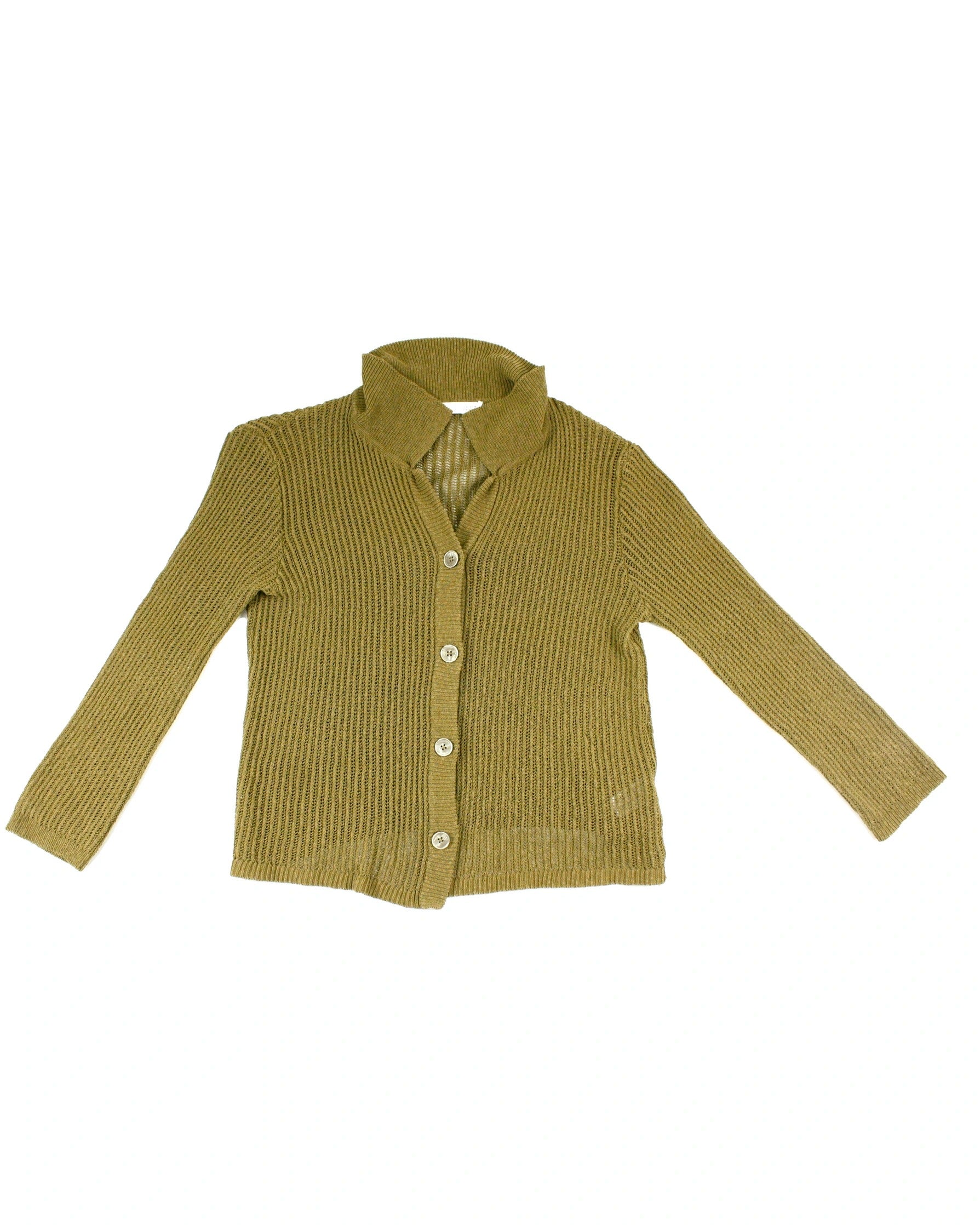 Zara Women's Olive Loose-Knit Long Sleeve Cardigan – Size S