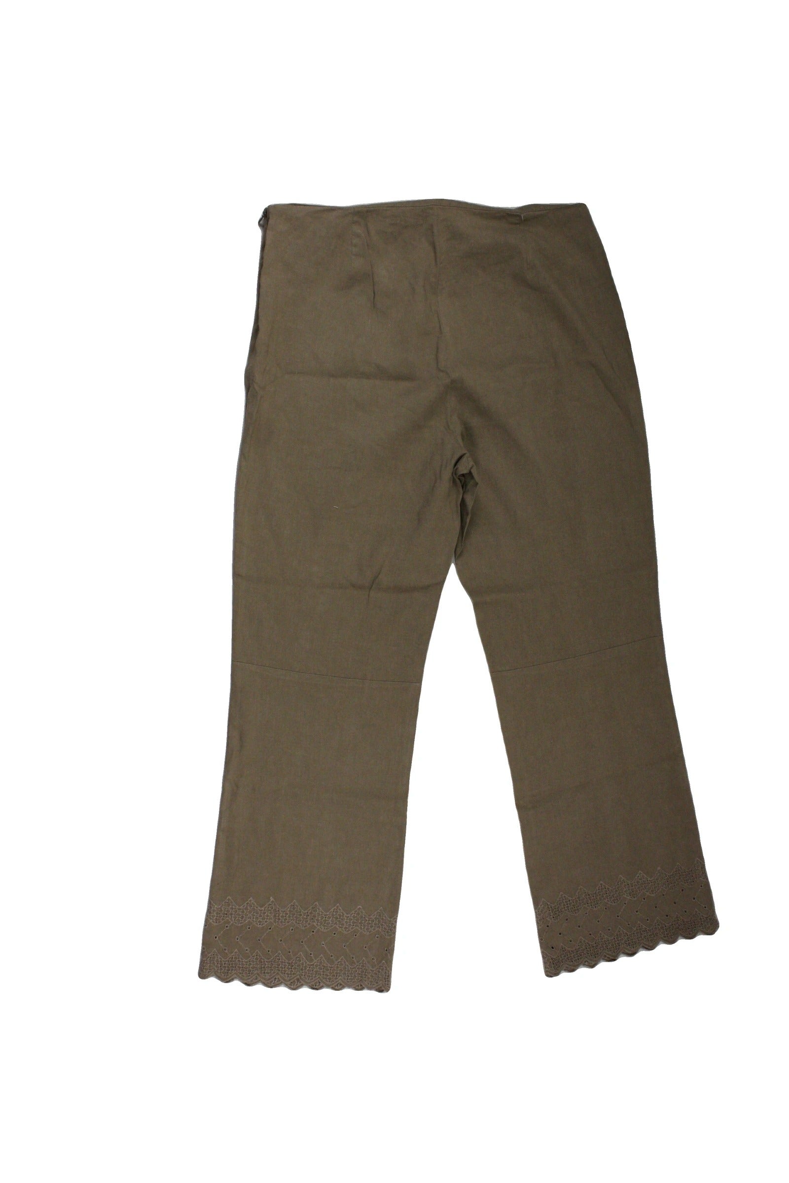 Theory Women's Brown Straight-Leg Capris with Eyelet Hem – Size W30