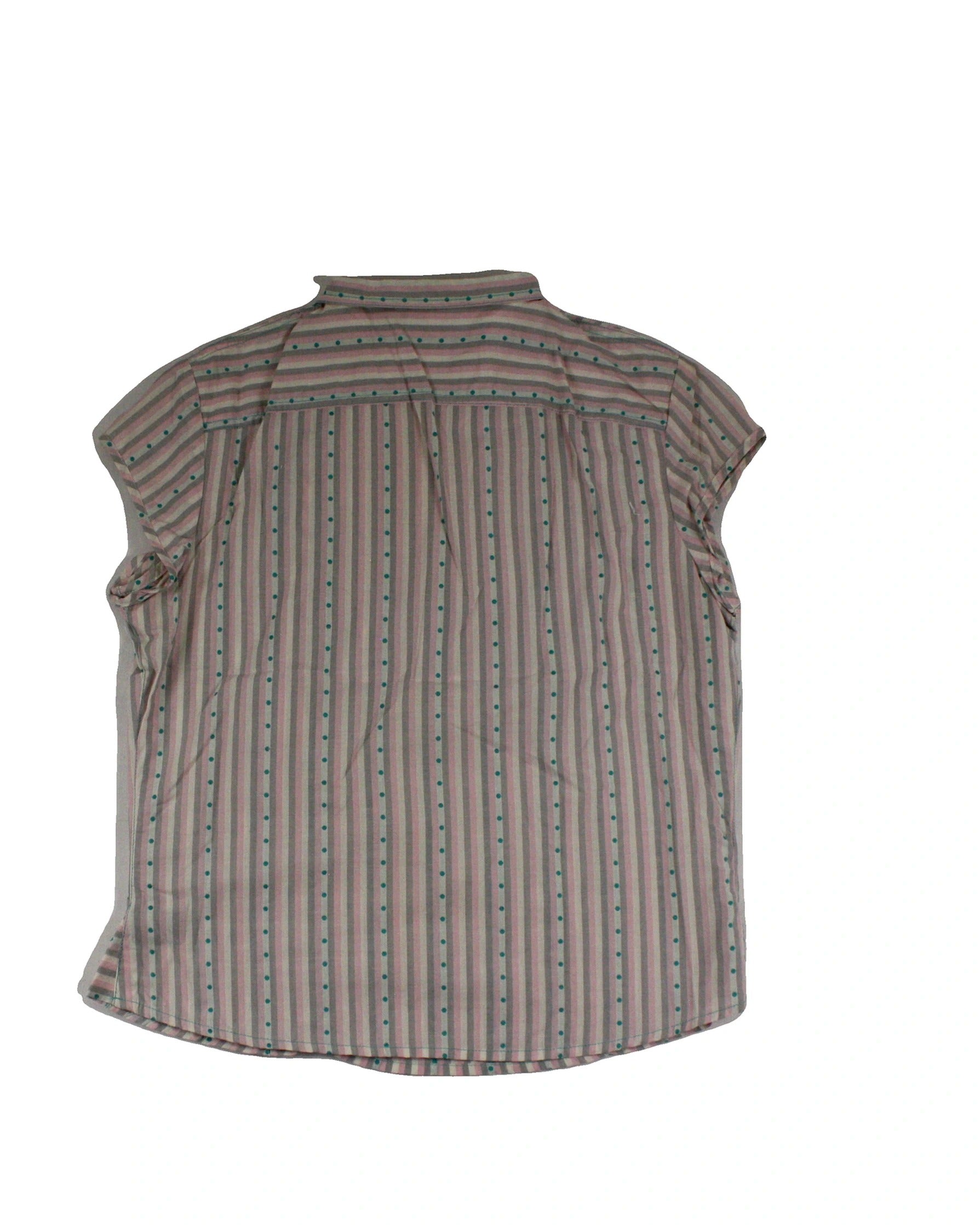 Marc Jacobs Women's Pink/Grey/Cream/Blue Short Sleeve Top with Pintucks – Size 12