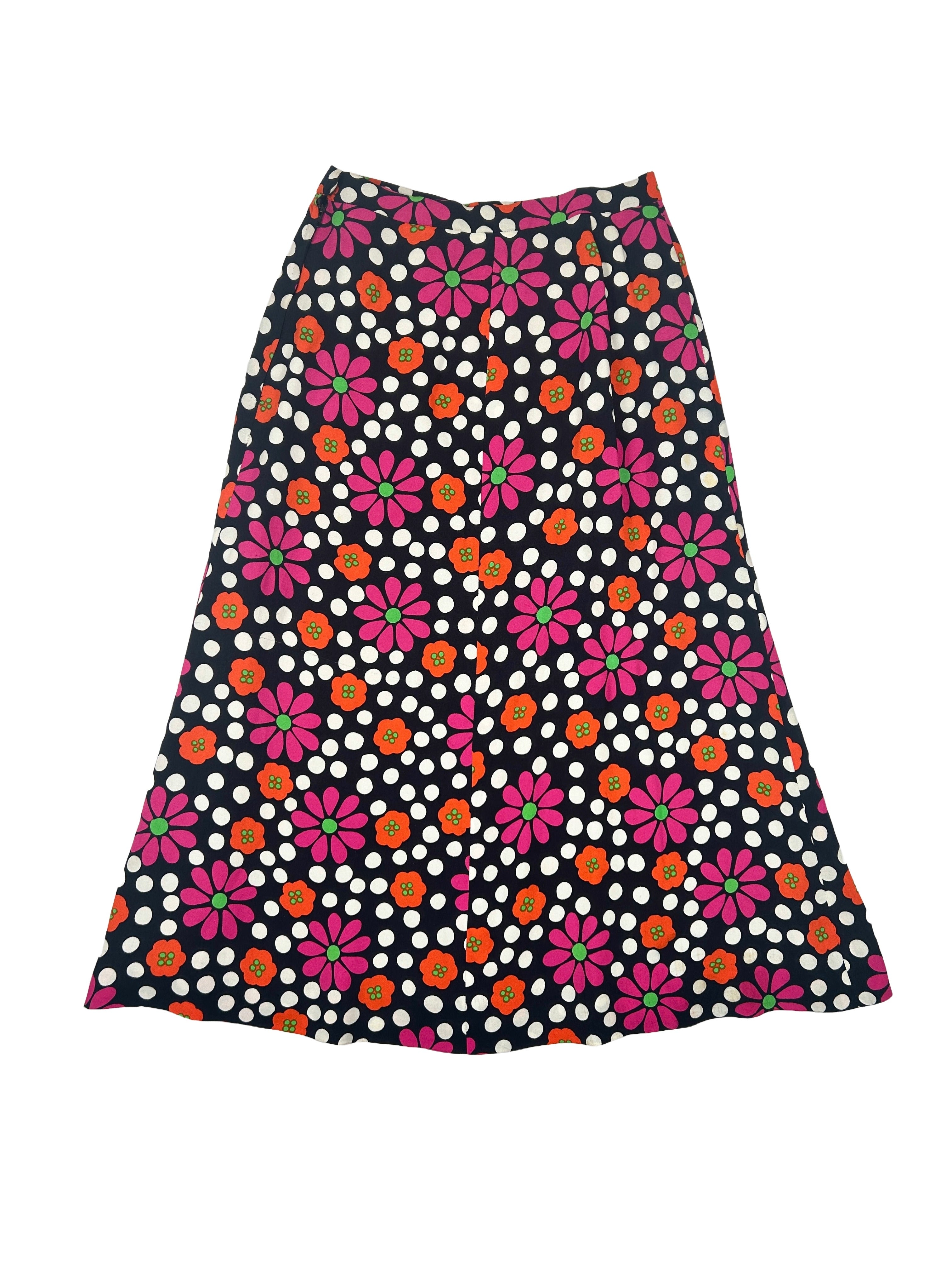 Saint Laurent Rive Gauche Size 26" Vintage Floral Midi Skirt