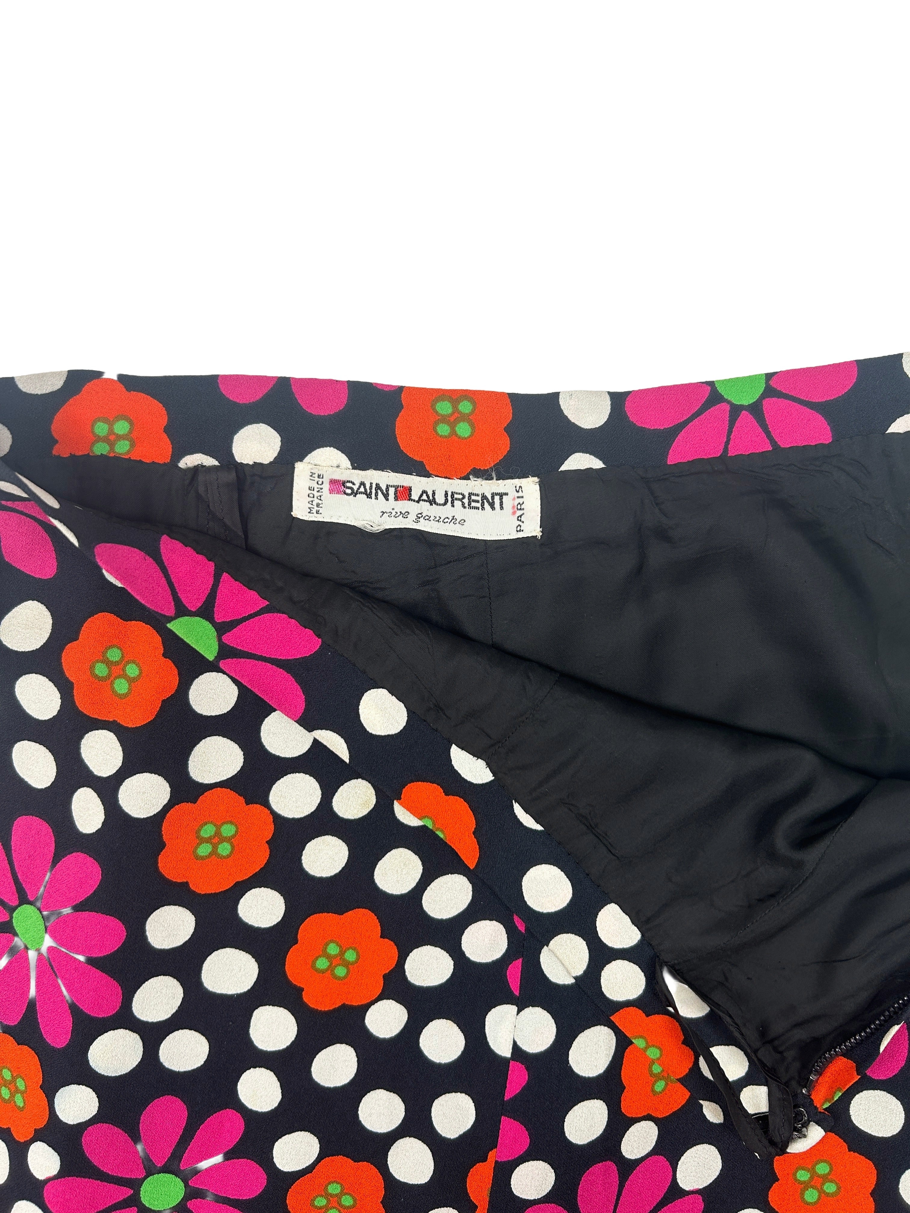 Saint Laurent Rive Gauche Size 26" Vintage Floral Midi Skirt