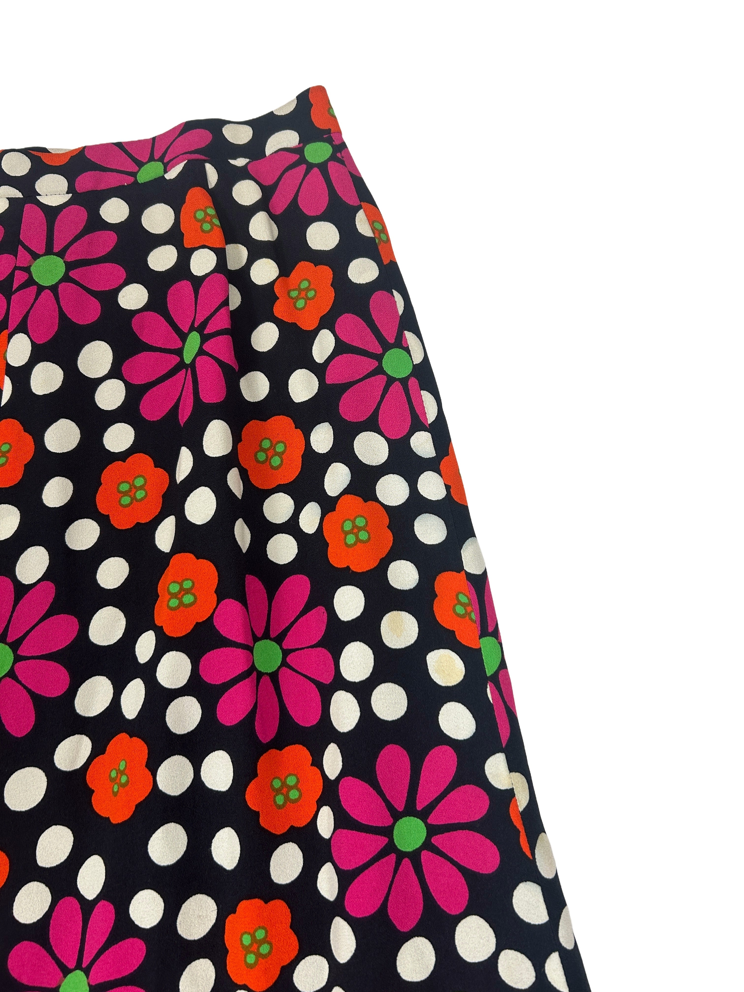 Saint Laurent Rive Gauche Size 26" Vintage Floral Midi Skirt