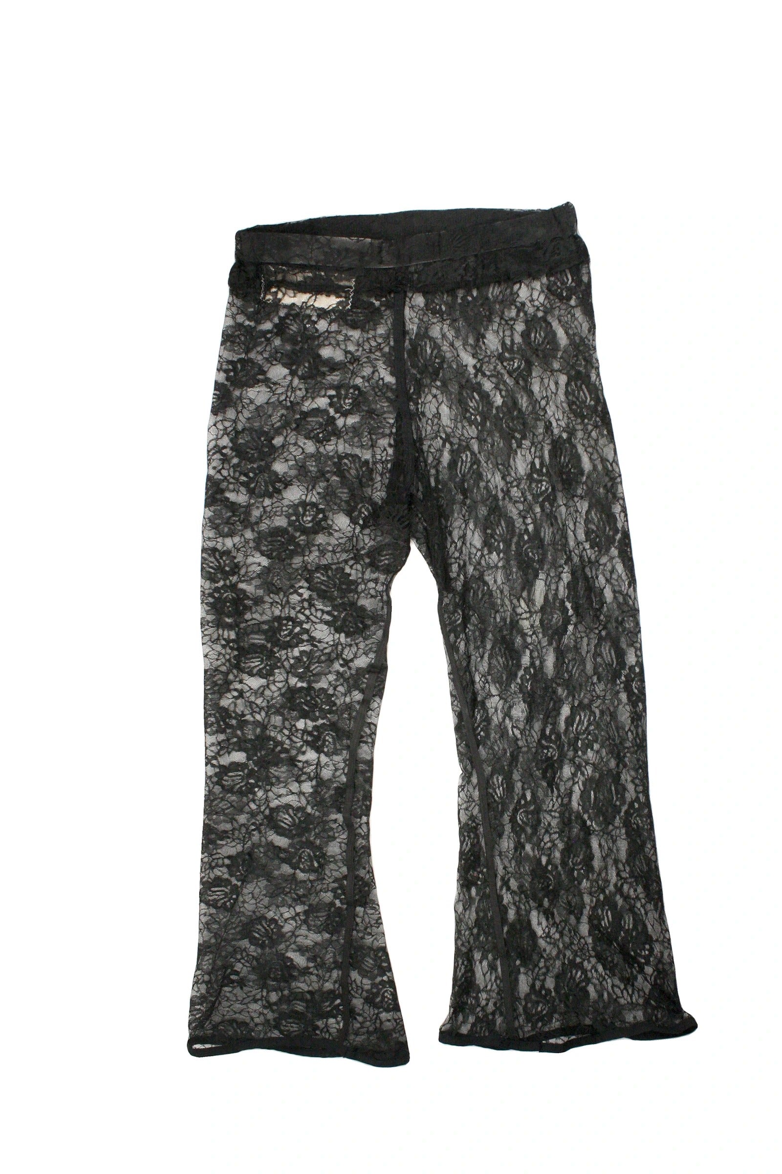 Eskina-Na Women's Black Lace Flare Pants with Elastic Waist – Size W31