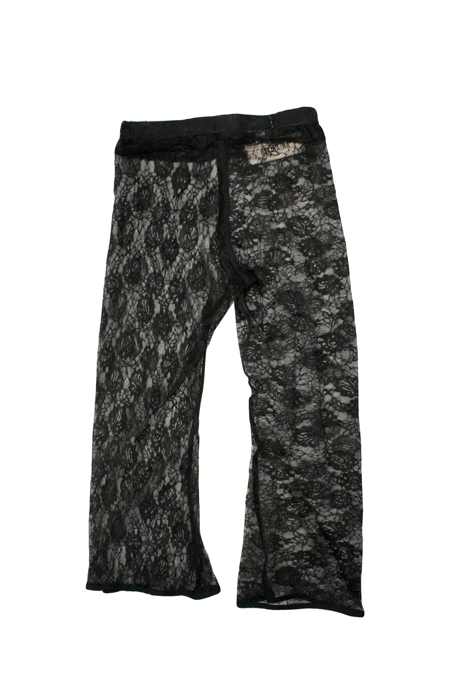 Eskina-Na Women's Black Lace Flare Pants with Elastic Waist – Size W31