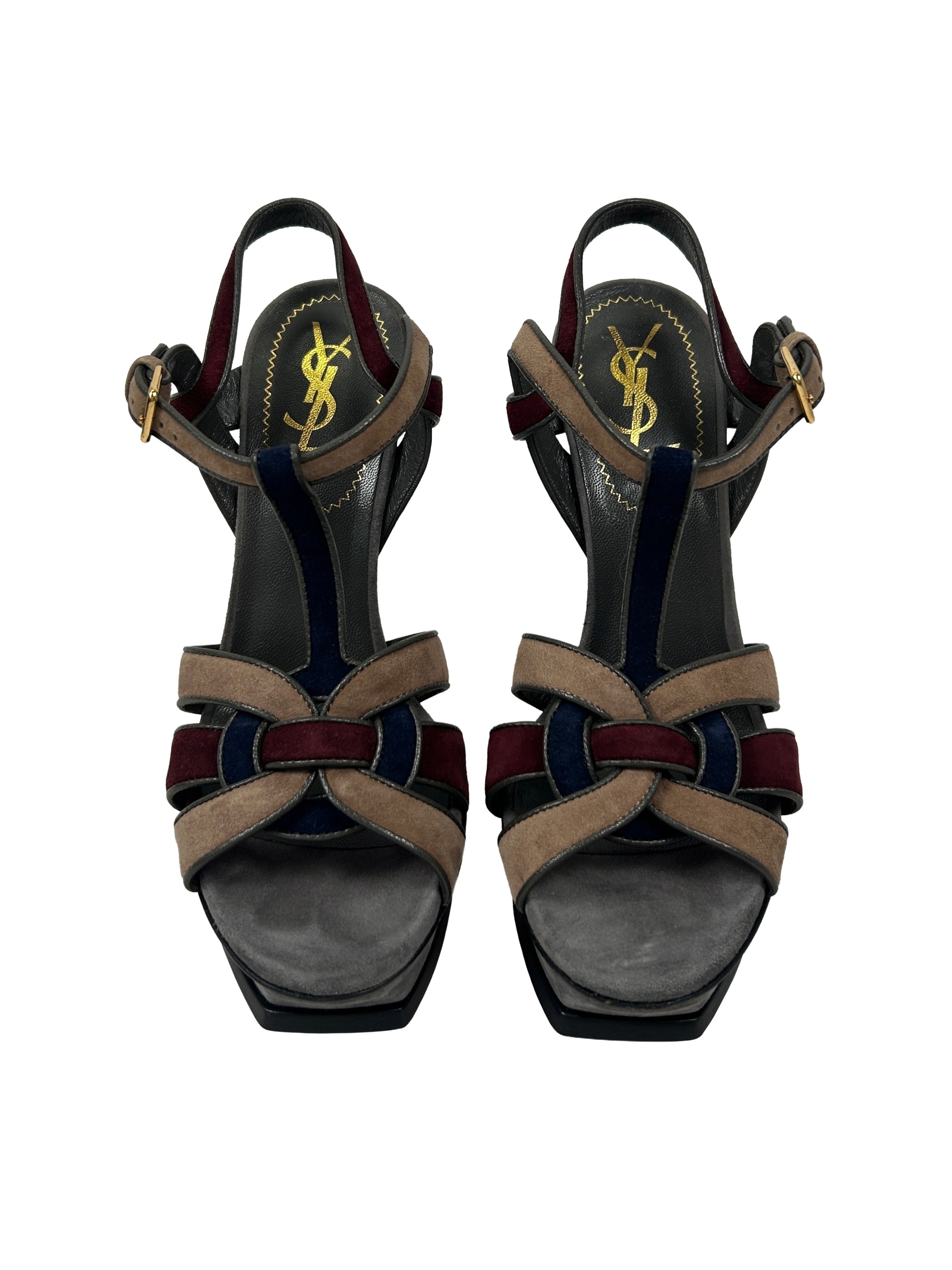Yves Saint Laurent Size 35 Multicolour Suede Tribute Sandals