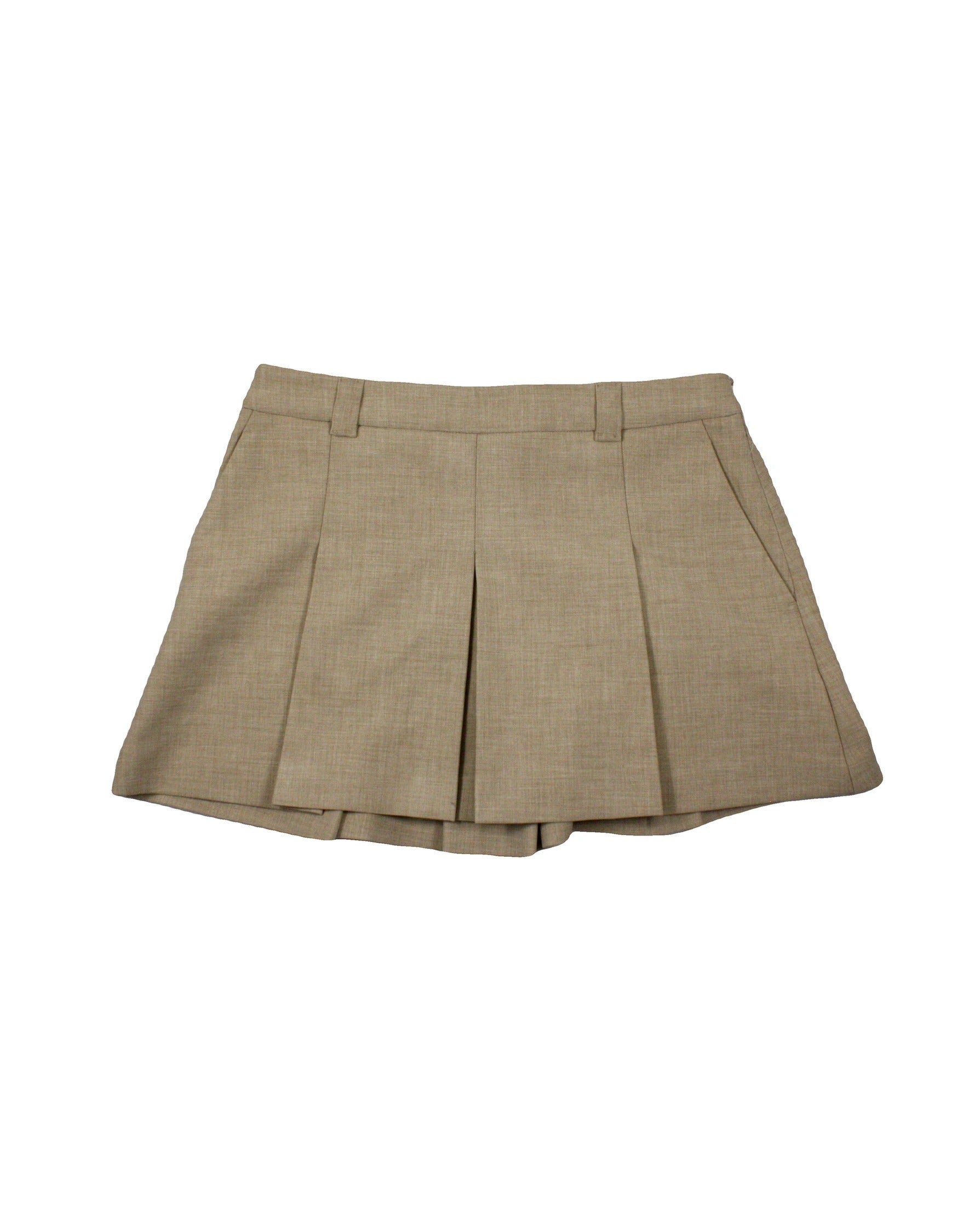 Wilfred Women's Tan Pleated Mini Skirt with Side Zip – Size 10