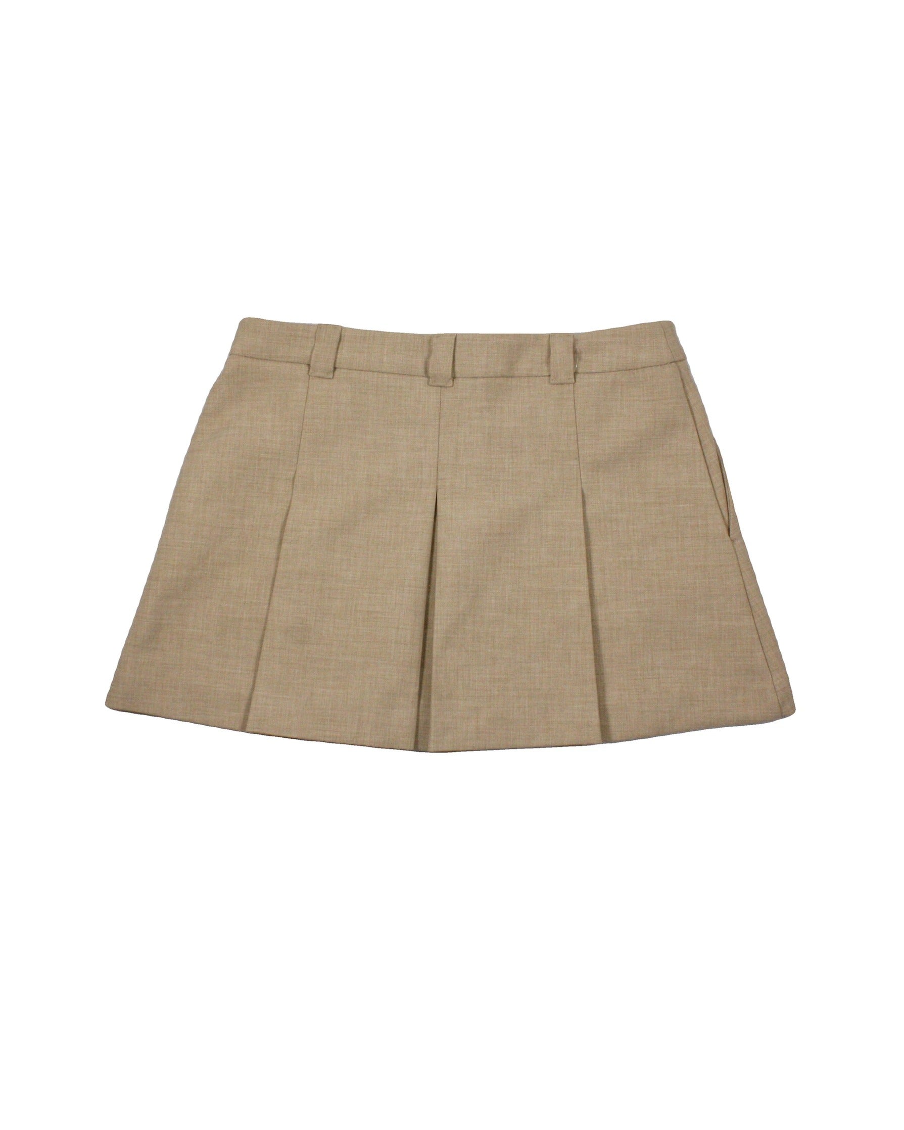 Wilfred Women's Tan Pleated Mini Skirt with Side Zip – Size 10
