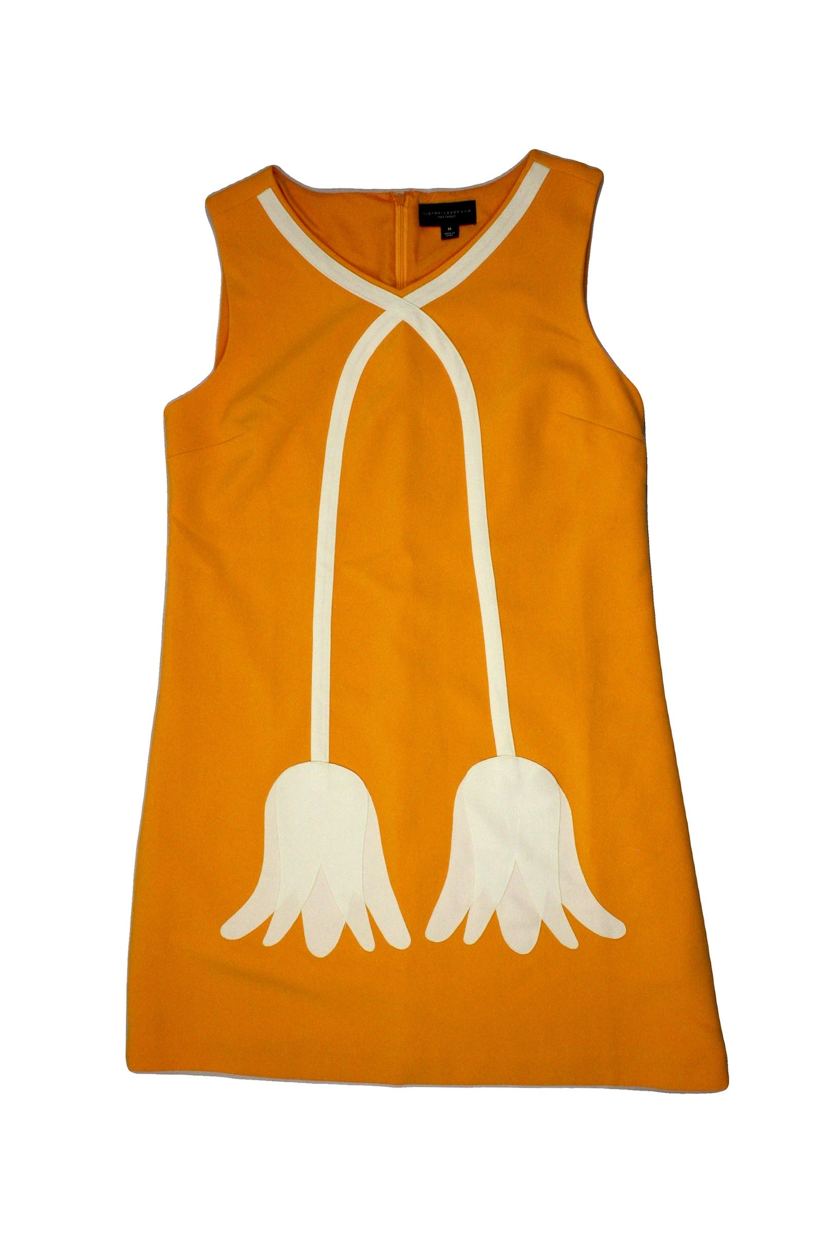 Victoria Beckham for Target Women's Yellow/White Sleeveless Mini Dress – Size M