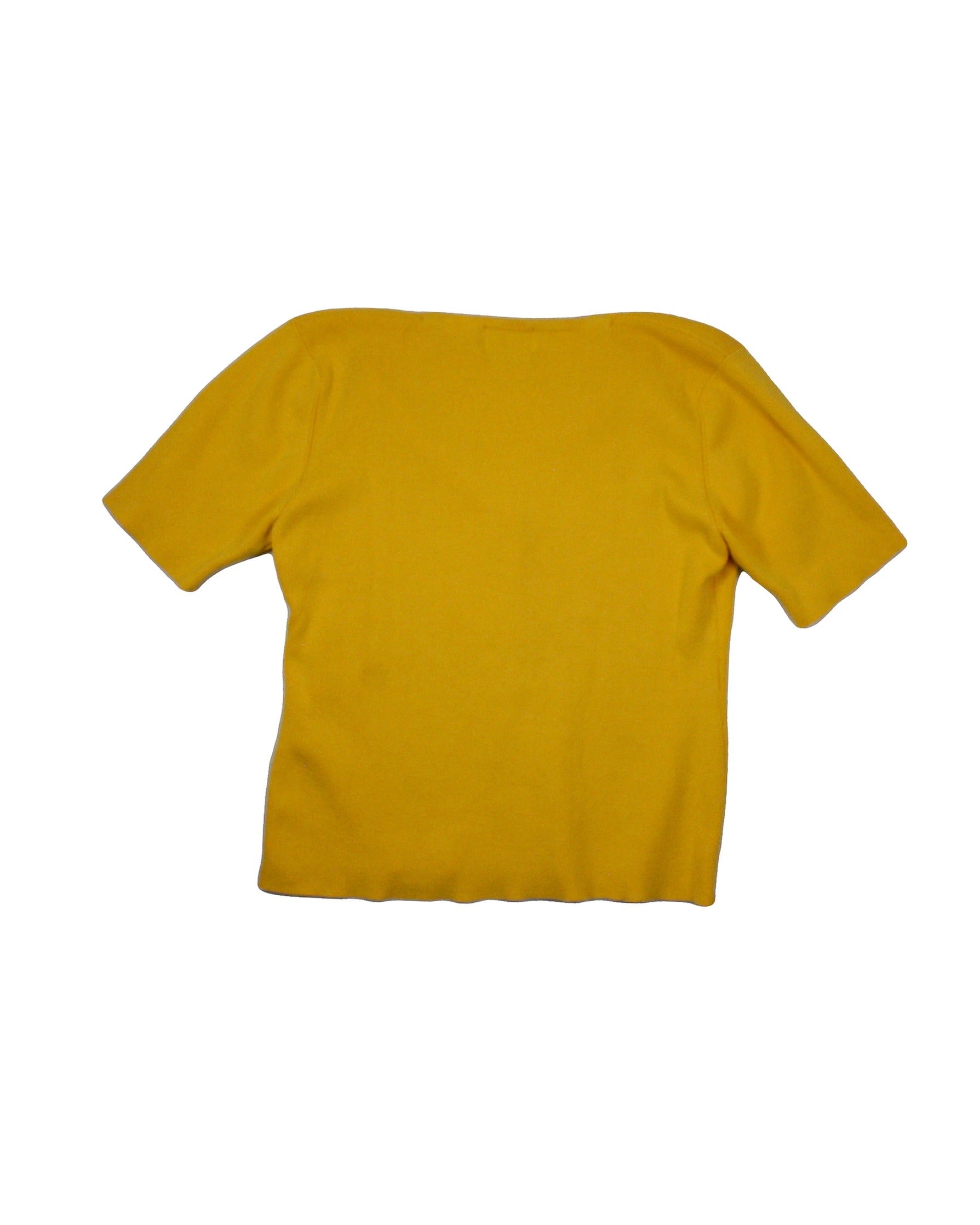Jessica Women's Yellow Rib-Knit Short Sleeve Cardigan – Size M