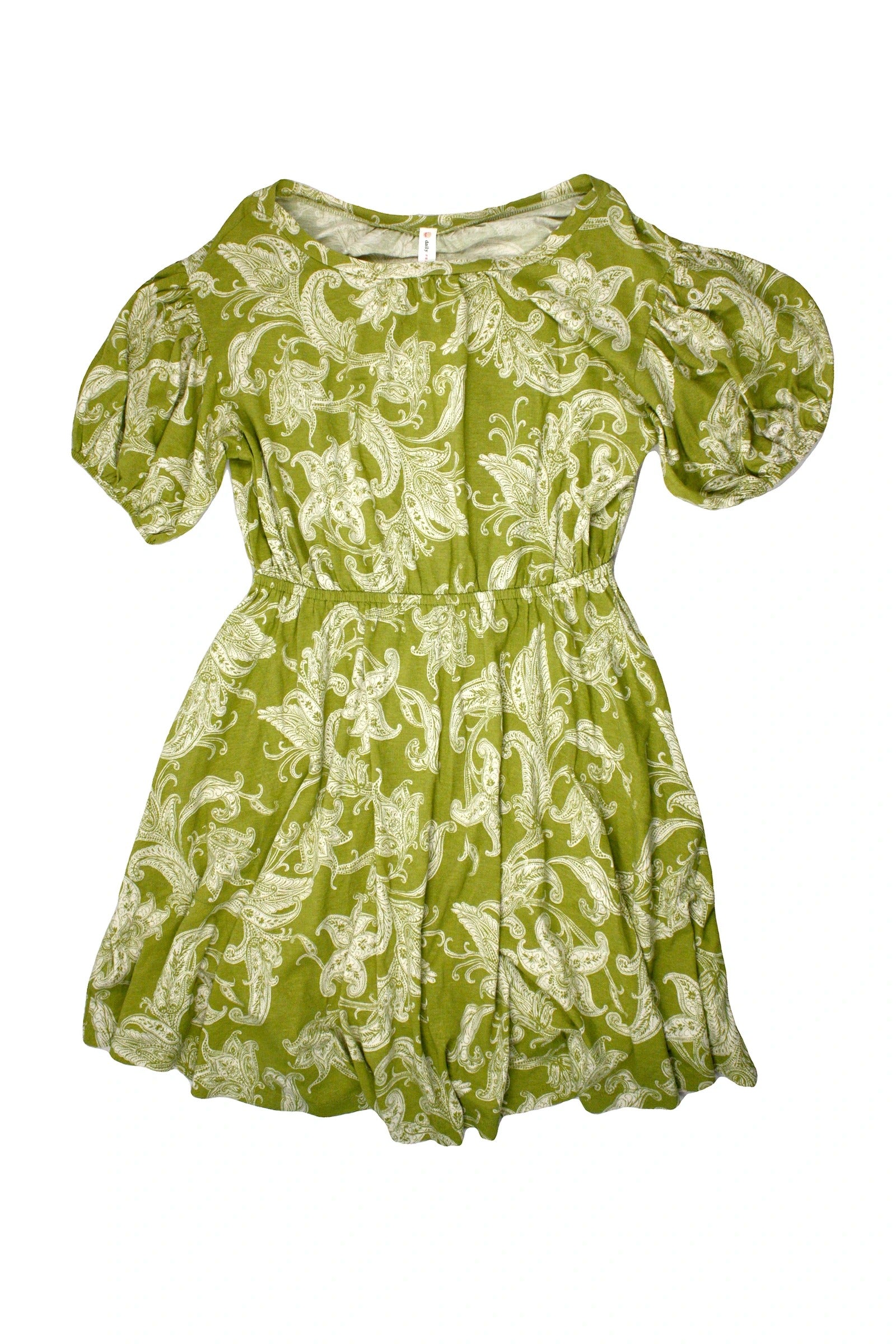 Daily Practice Women's Green/White Paisley Short Sleeve Mini Dress – Size S