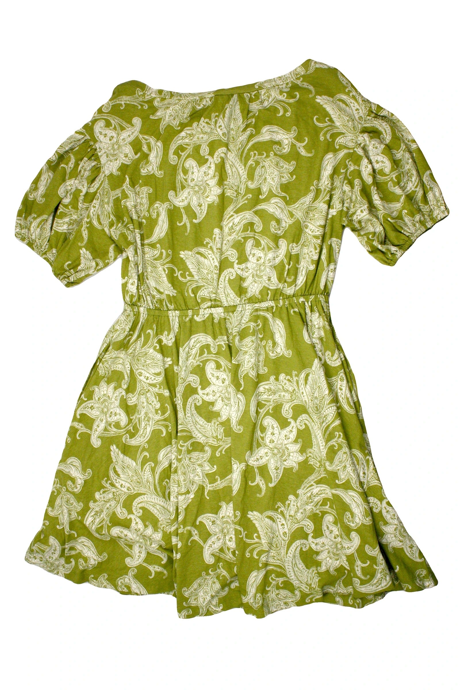 Daily Practice Women's Green/White Paisley Short Sleeve Mini Dress – Size S