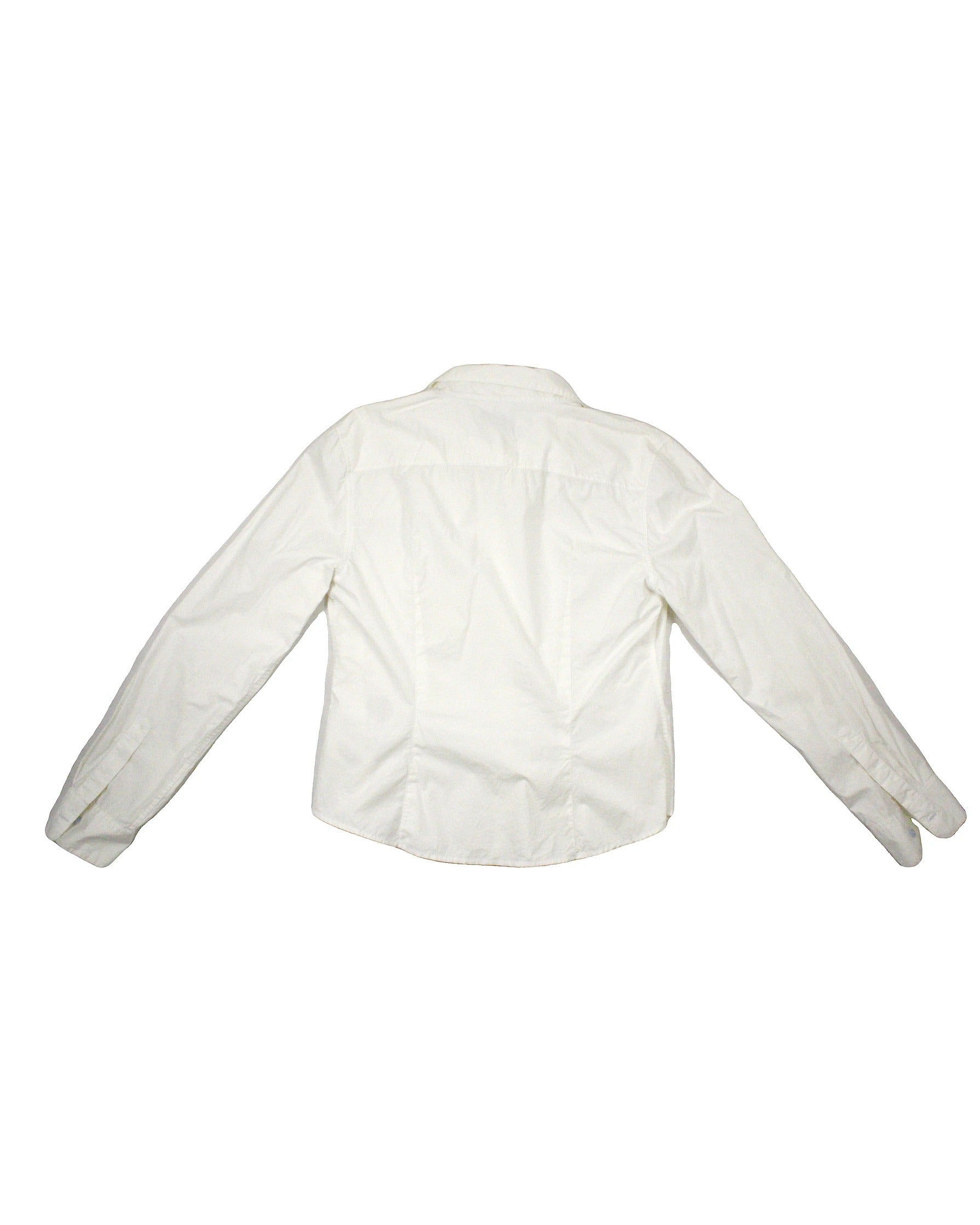 Babaton Women's Cream/Light Blue Long Sleeve Shirt with Front Embroidery – Size M