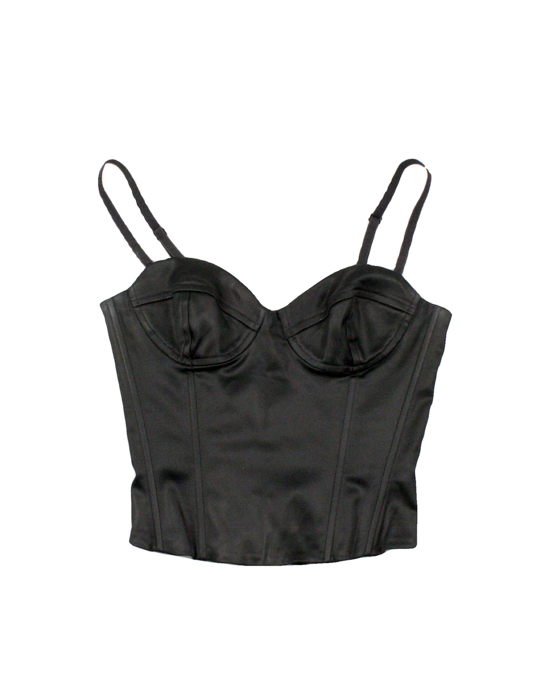 Wilfred Women's Black Spaghetti Strap Bustier Top with Back Zip – Size 0