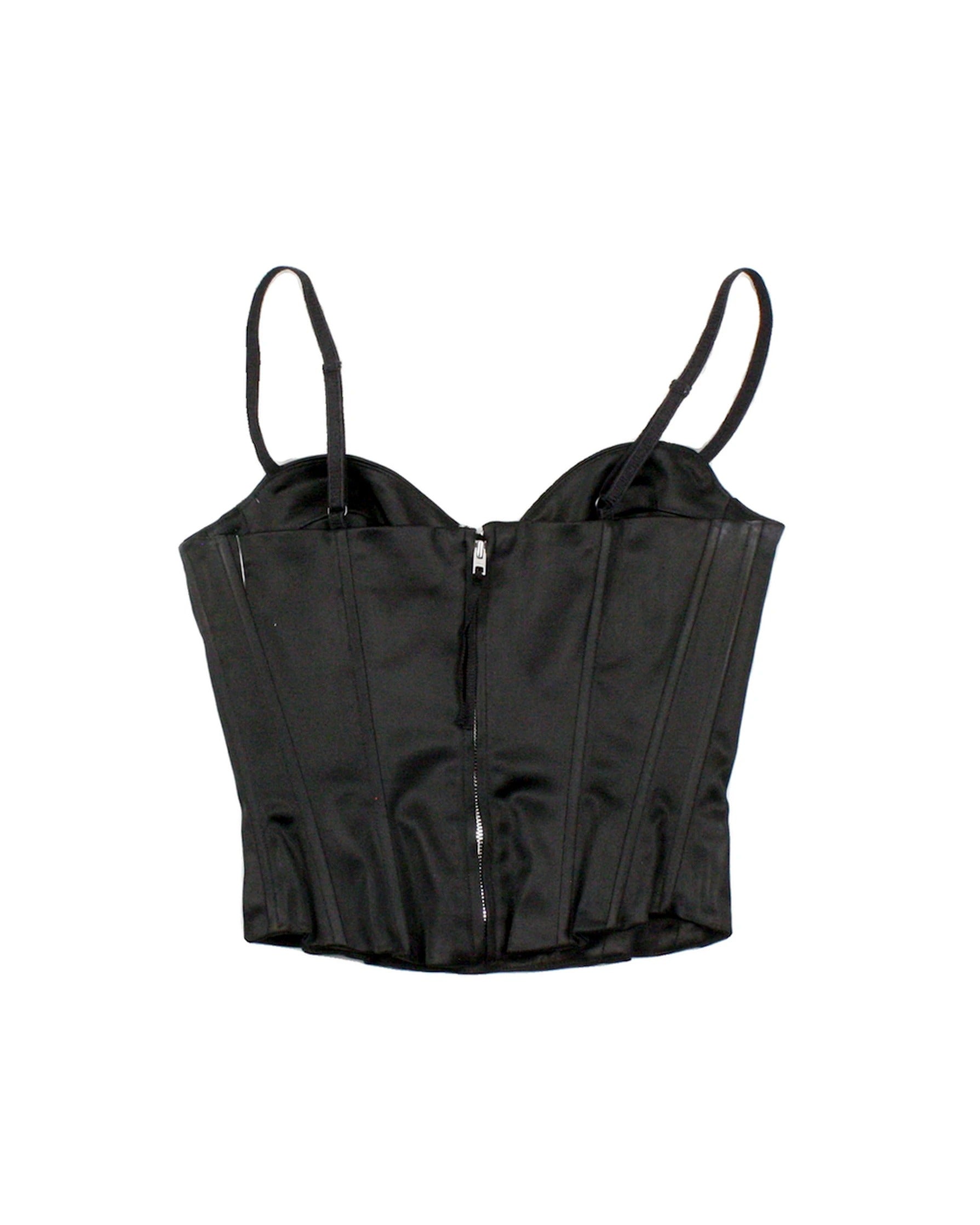 Wilfred Women's Black Spaghetti Strap Bustier Top with Back Zip – Size 0