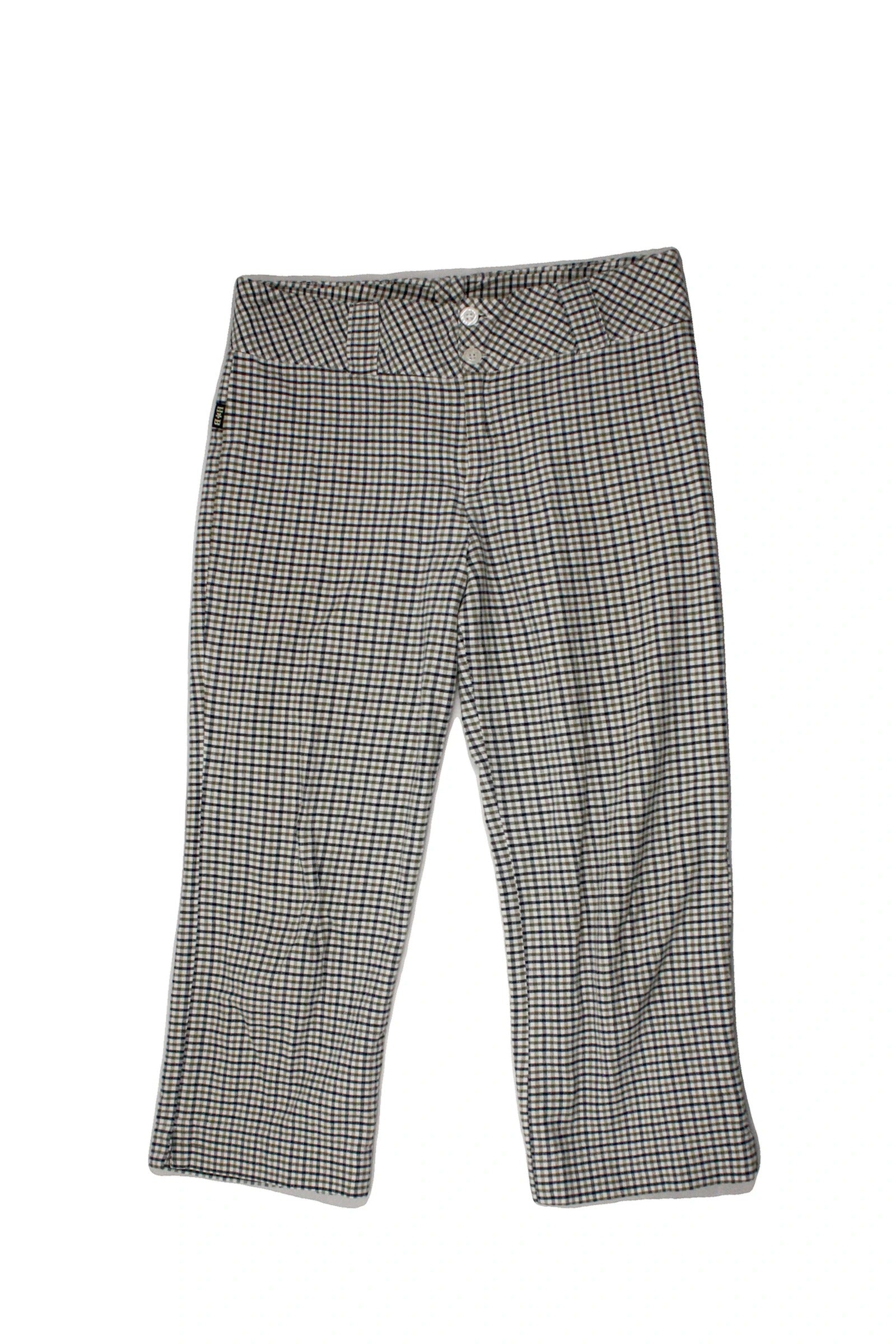HB Women's White/Navy/Olive Low-Waist Checkered Capris – Size W26
