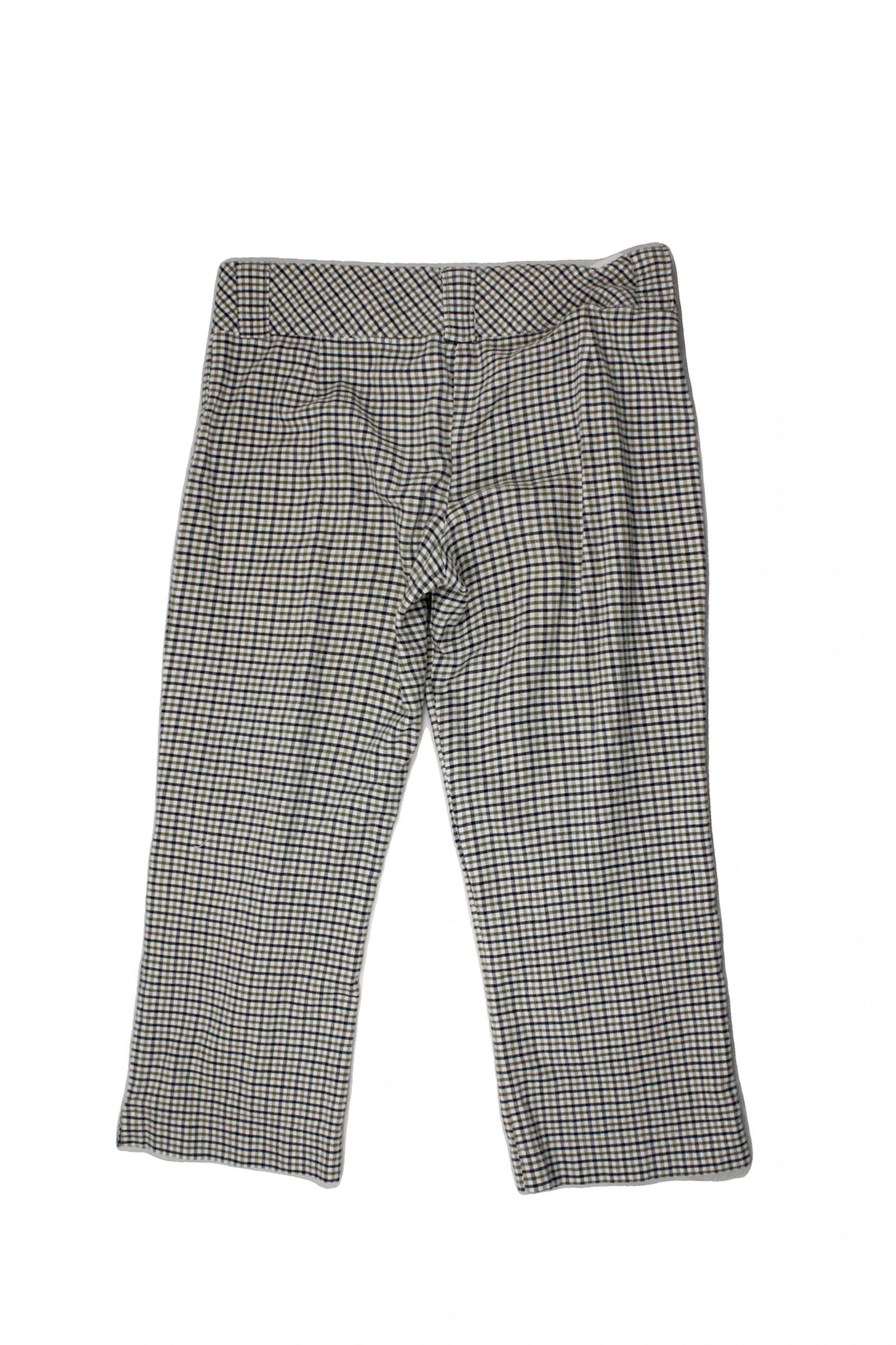 HB Women's White/Navy/Olive Low-Waist Checkered Capris – Size W26