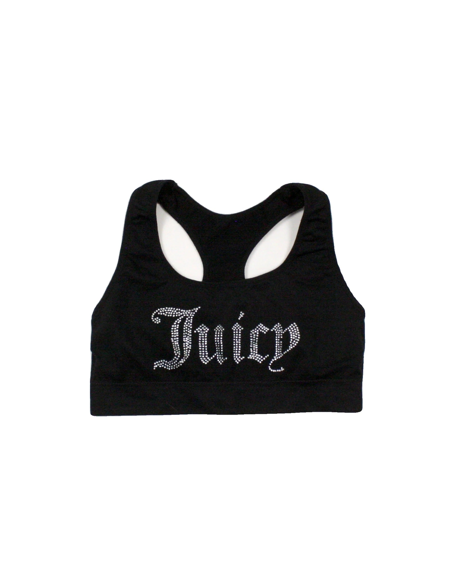 Juicy Couture Women's Black/Silver Sequined Sleeveless Bra Top