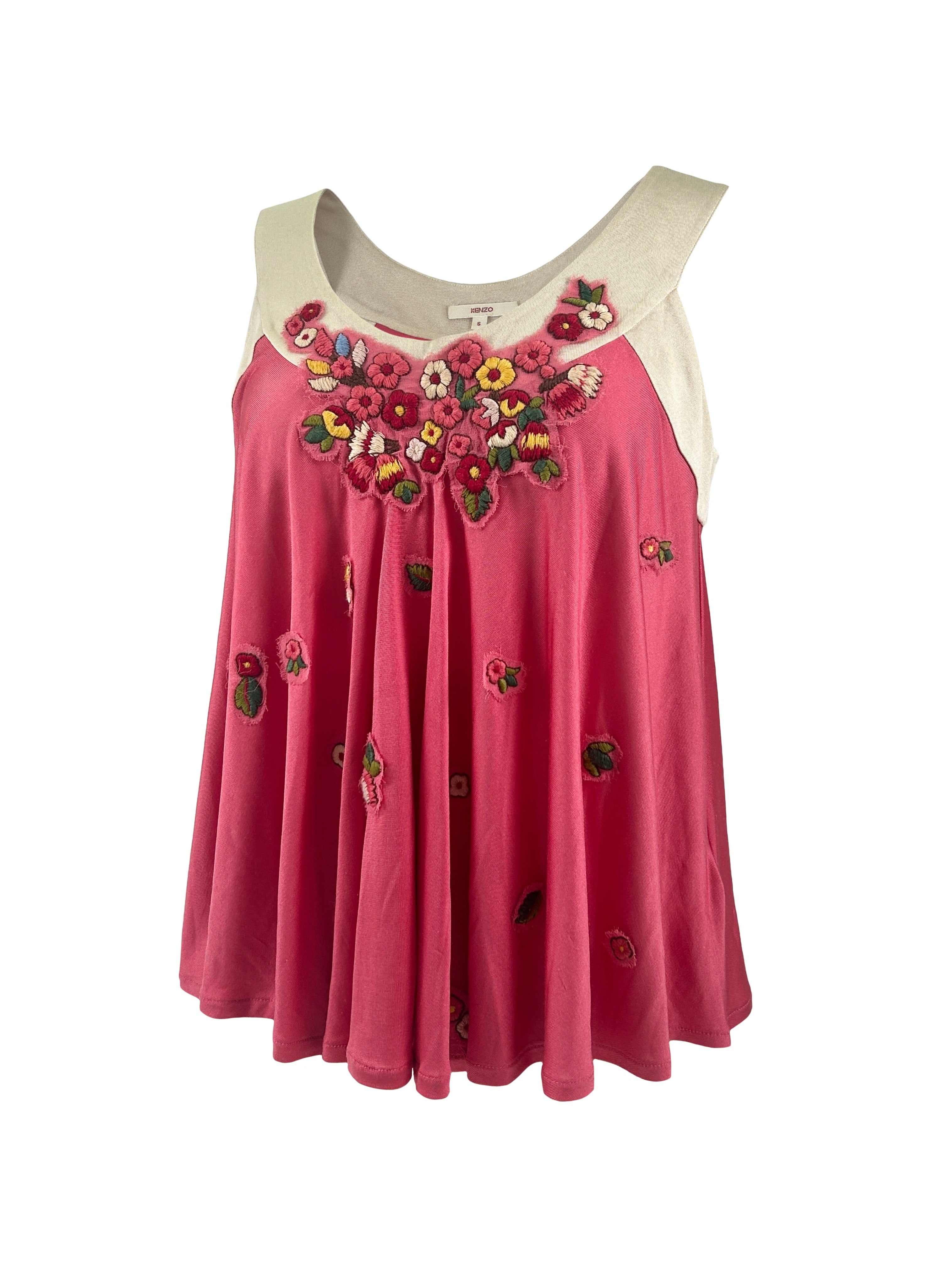 Kenzo Size S Embroidered Floral Applique Top