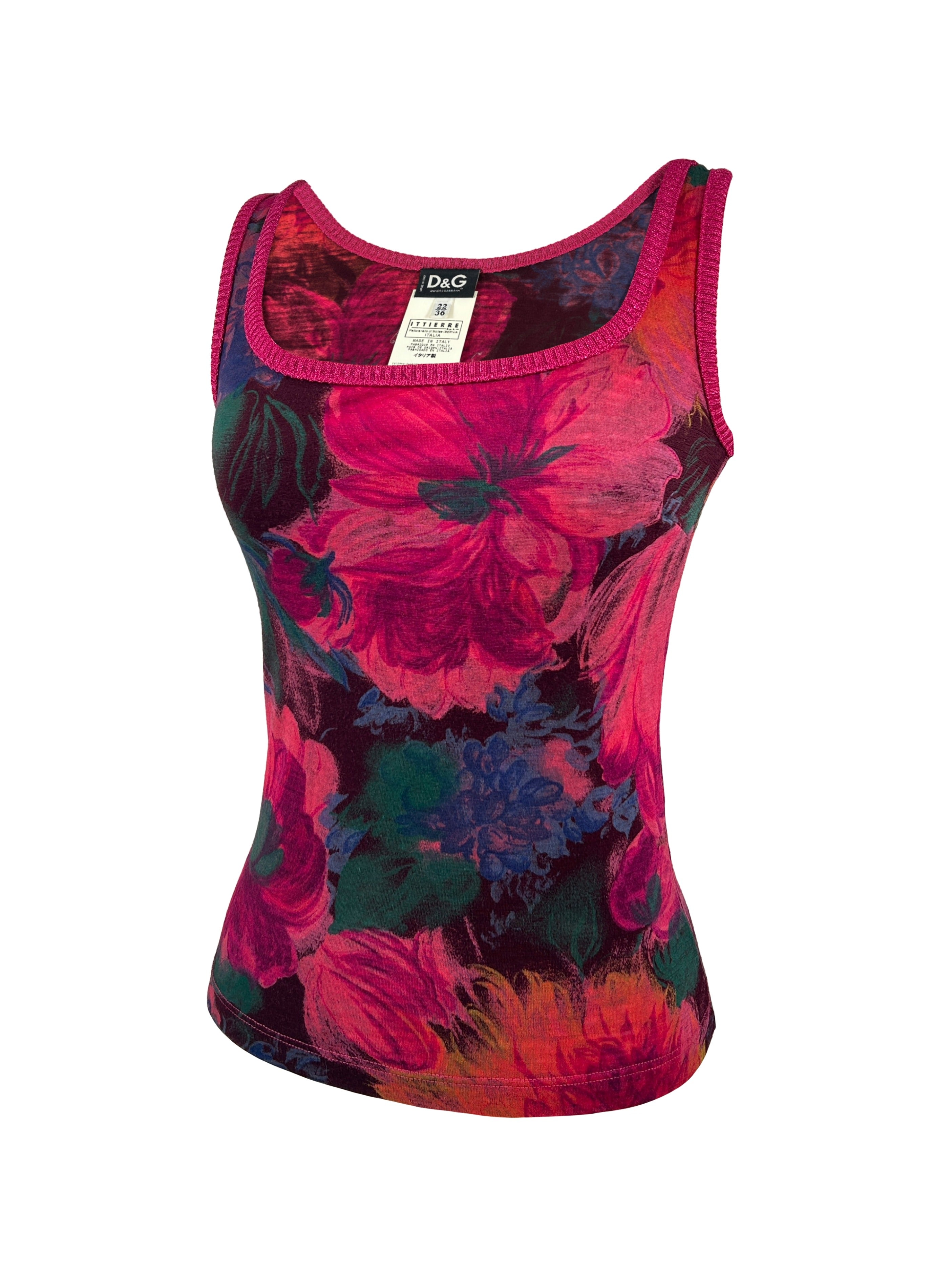 Dolce & Gabbana Size 36 Vintage Y2K Floral Print Tank Top