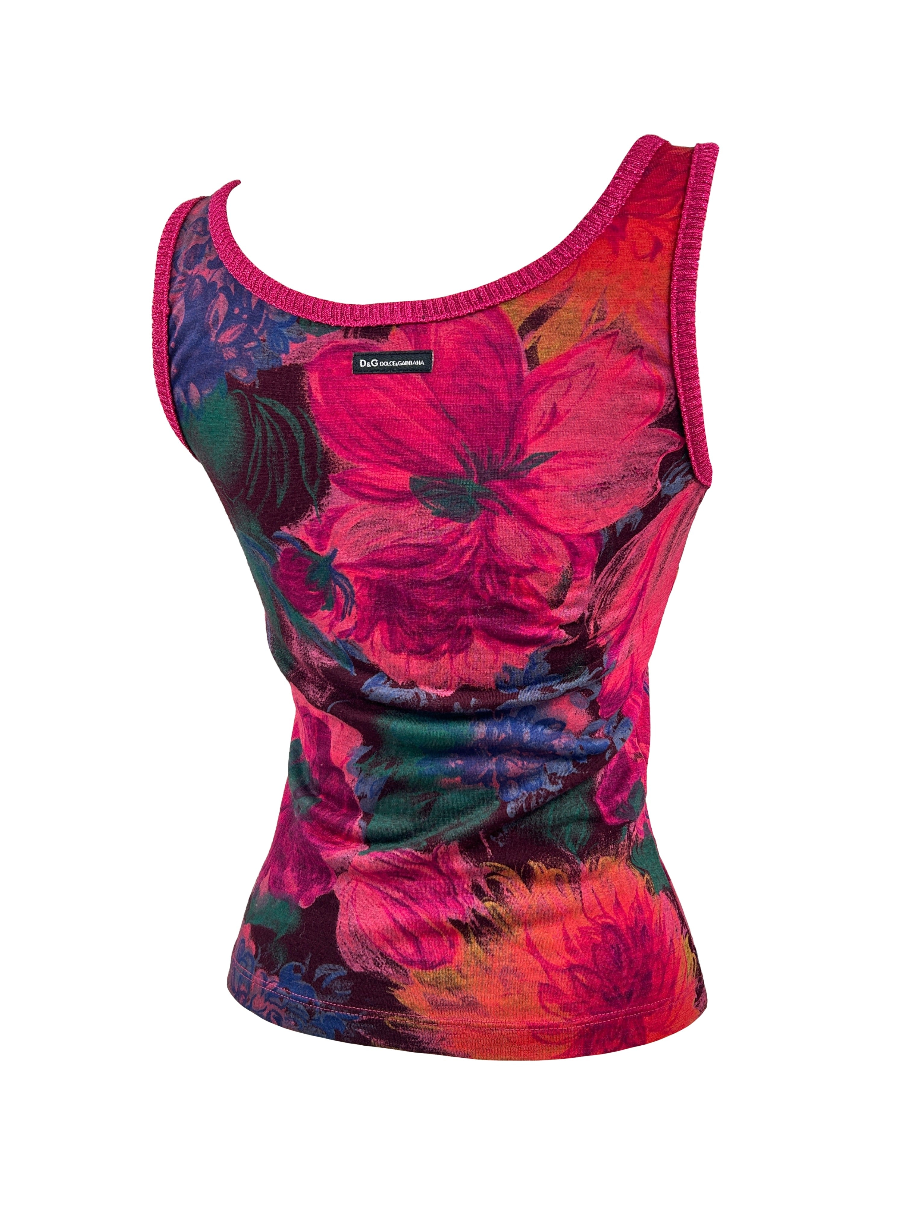 Dolce & Gabbana Size 36 Vintage Y2K Floral Print Tank Top
