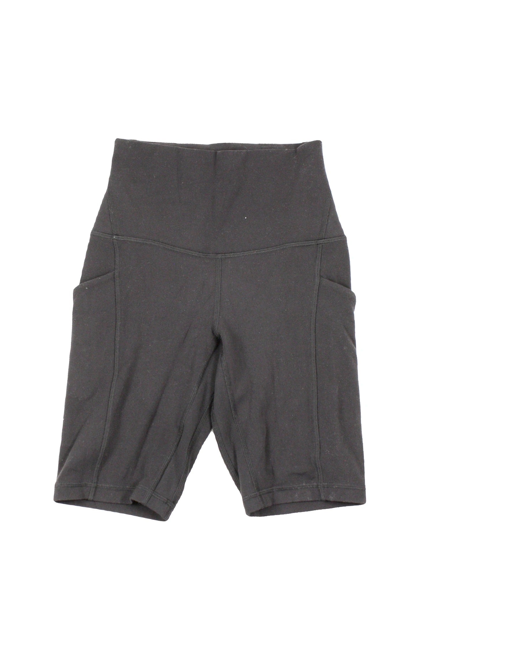 Lululemon Women's Black High-Waist Biker Shorts with Back Logo – Size 2