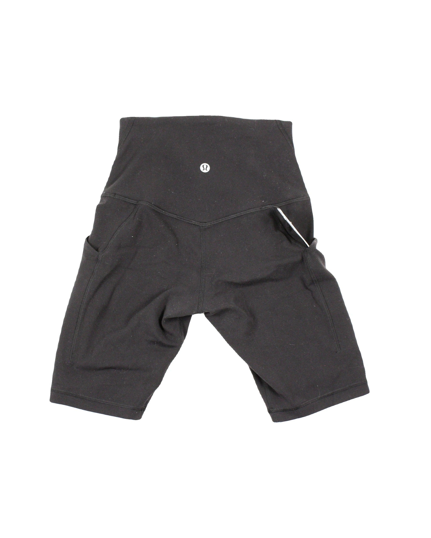 Lululemon Women's Black High-Waist Biker Shorts with Back Logo – Size 2
