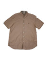 Burberry Brit Designer Men's Taupe Short Sleeve Shirt with Embroidered Logo – Size Not Listed