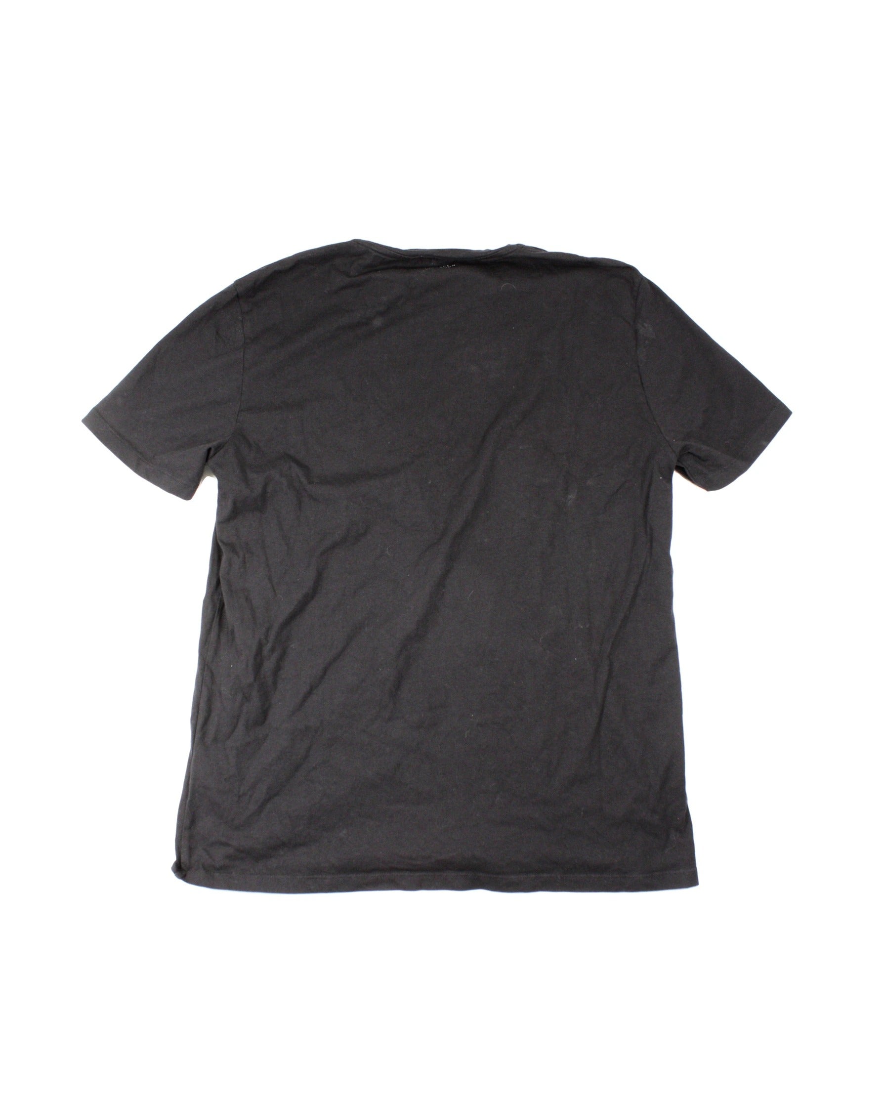 Versace Collection Designer Women's Black/Silver Short Sleeve Tee with Sparkly Logo – Size Not Listed