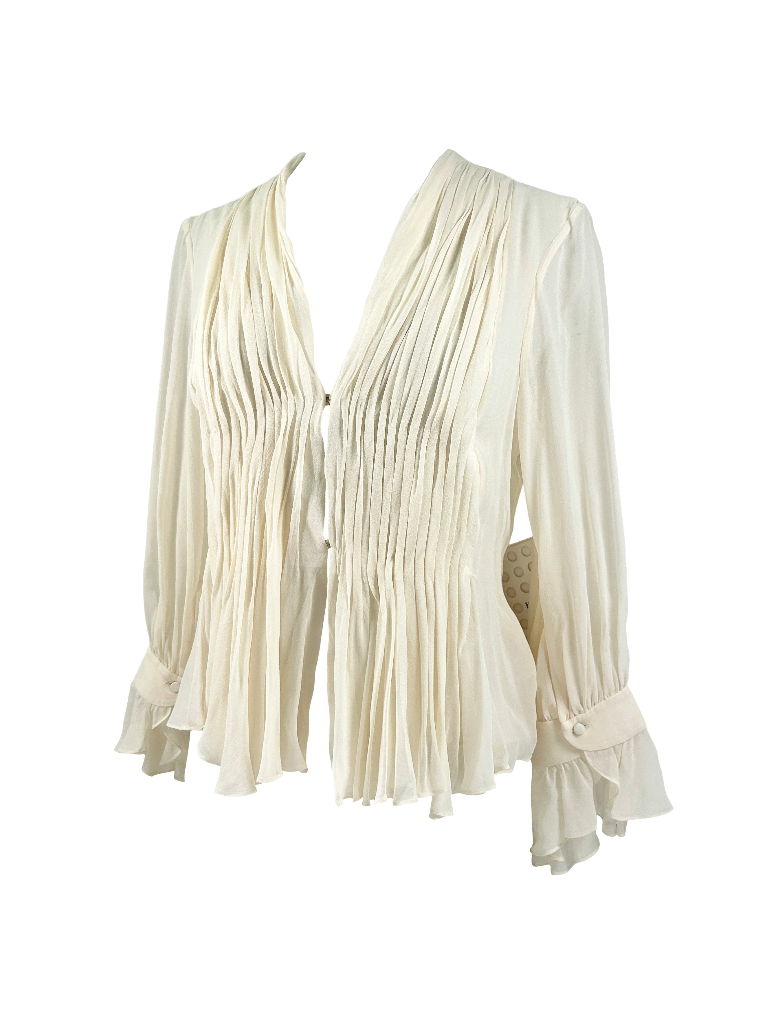 Khaite Size 4 Pleated Silk Blouse NWT