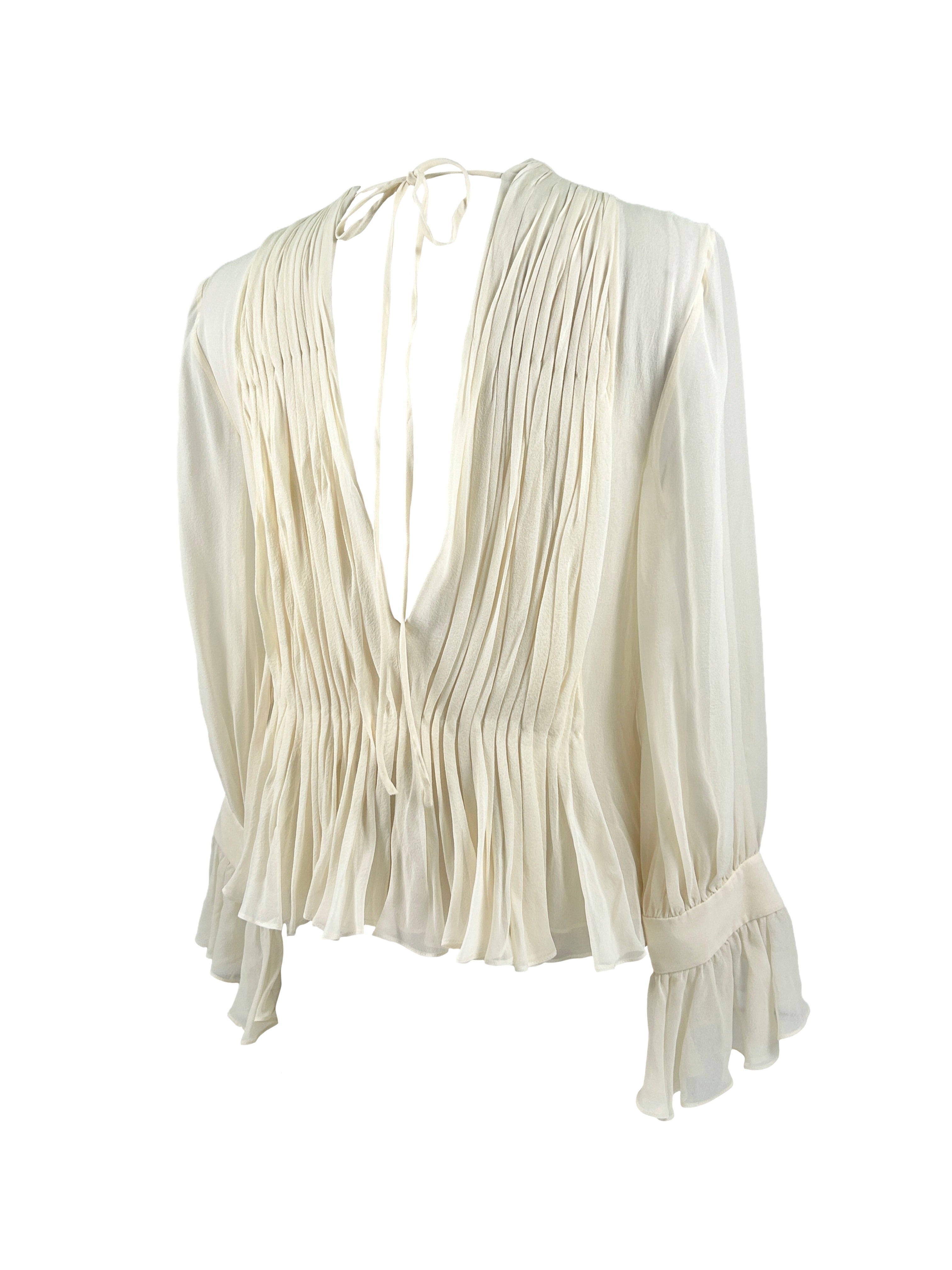 Khaite Size 4 Pleated Silk Blouse NWT