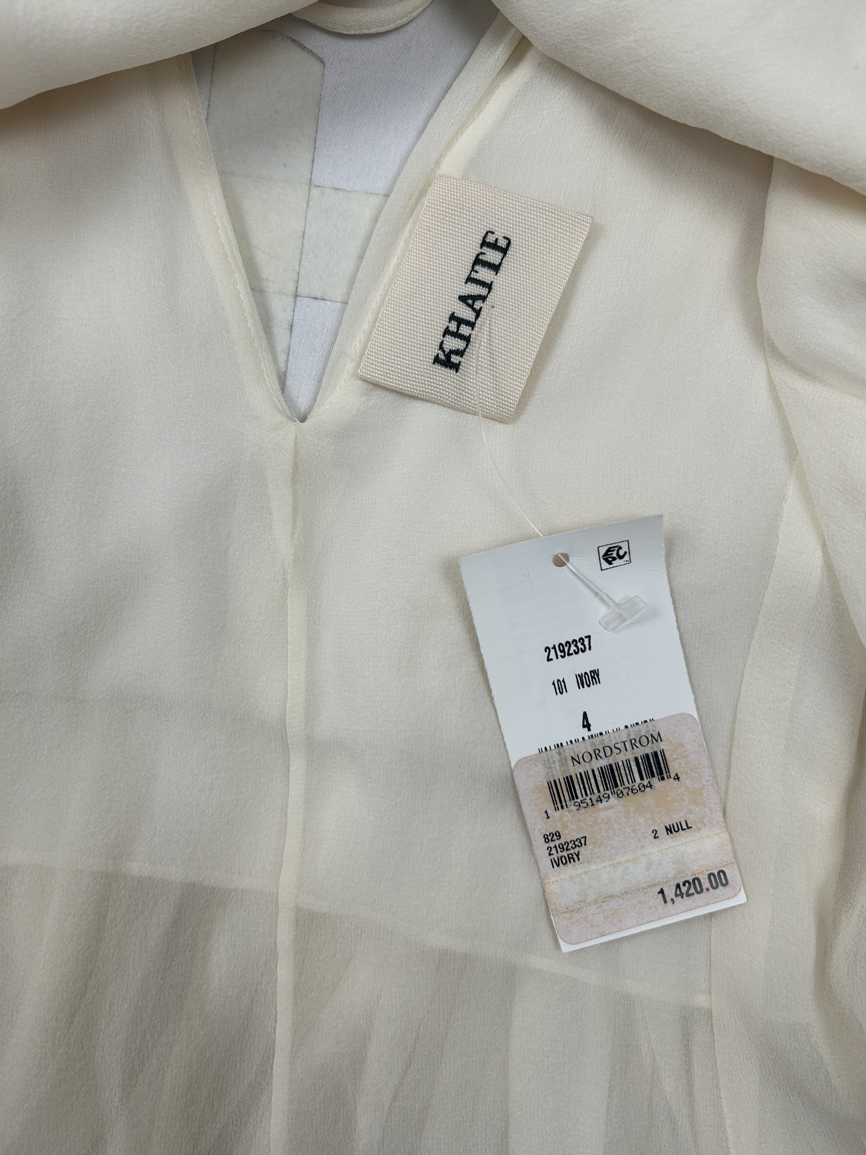 Khaite Size 4 Pleated Silk Blouse NWT