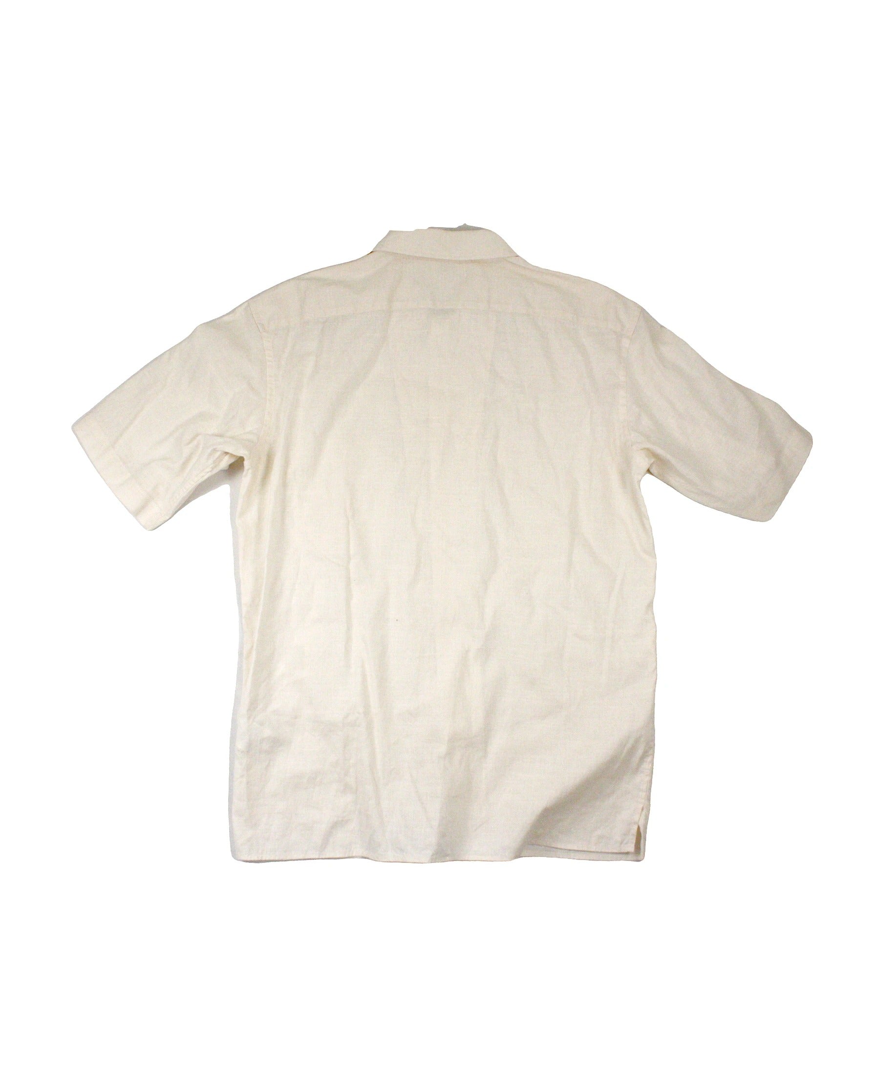 Uniqlo Men's Cream Linen Cotton Short Sleeve Shirt with Pocket – Size Not Listed