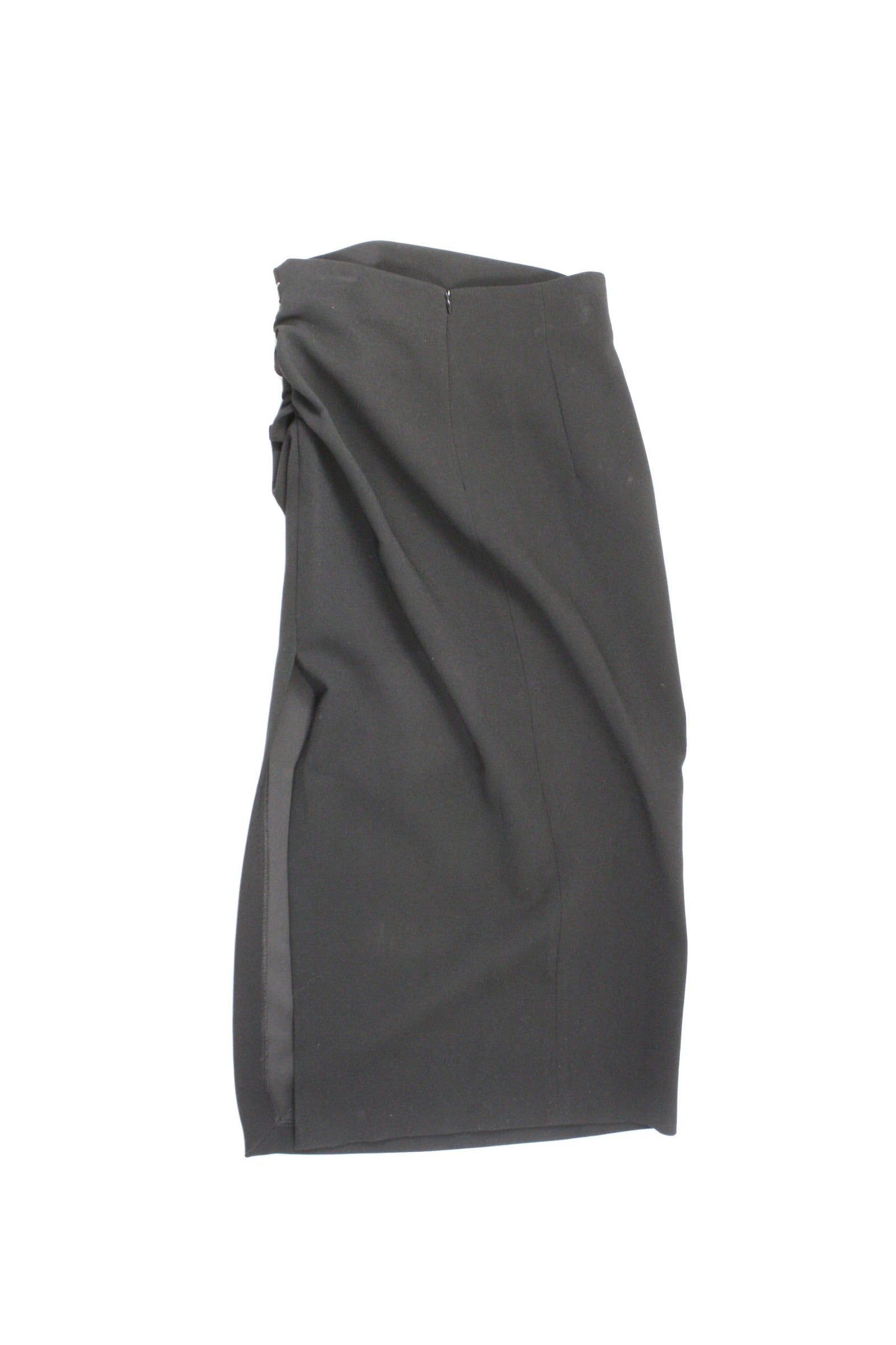 Zara Women's Black Tube Midi Dress with Side Gathers and Back Zip – Size Not Listed