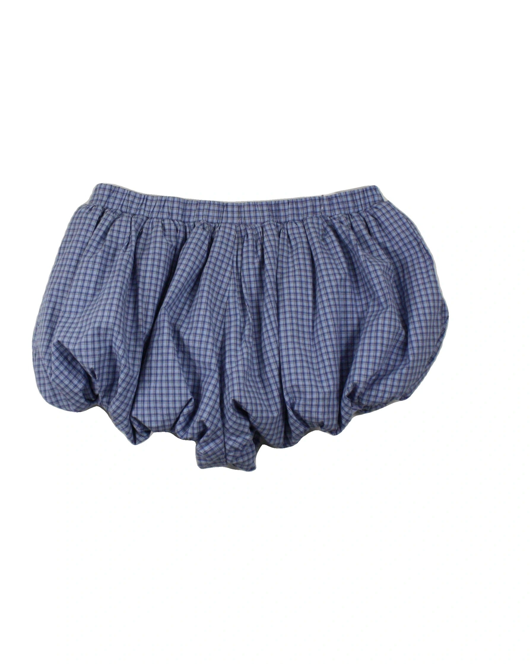 Sunday Best Women's Light Blue/Blue/White/Black Checked Bubble Shorts – Waist 28