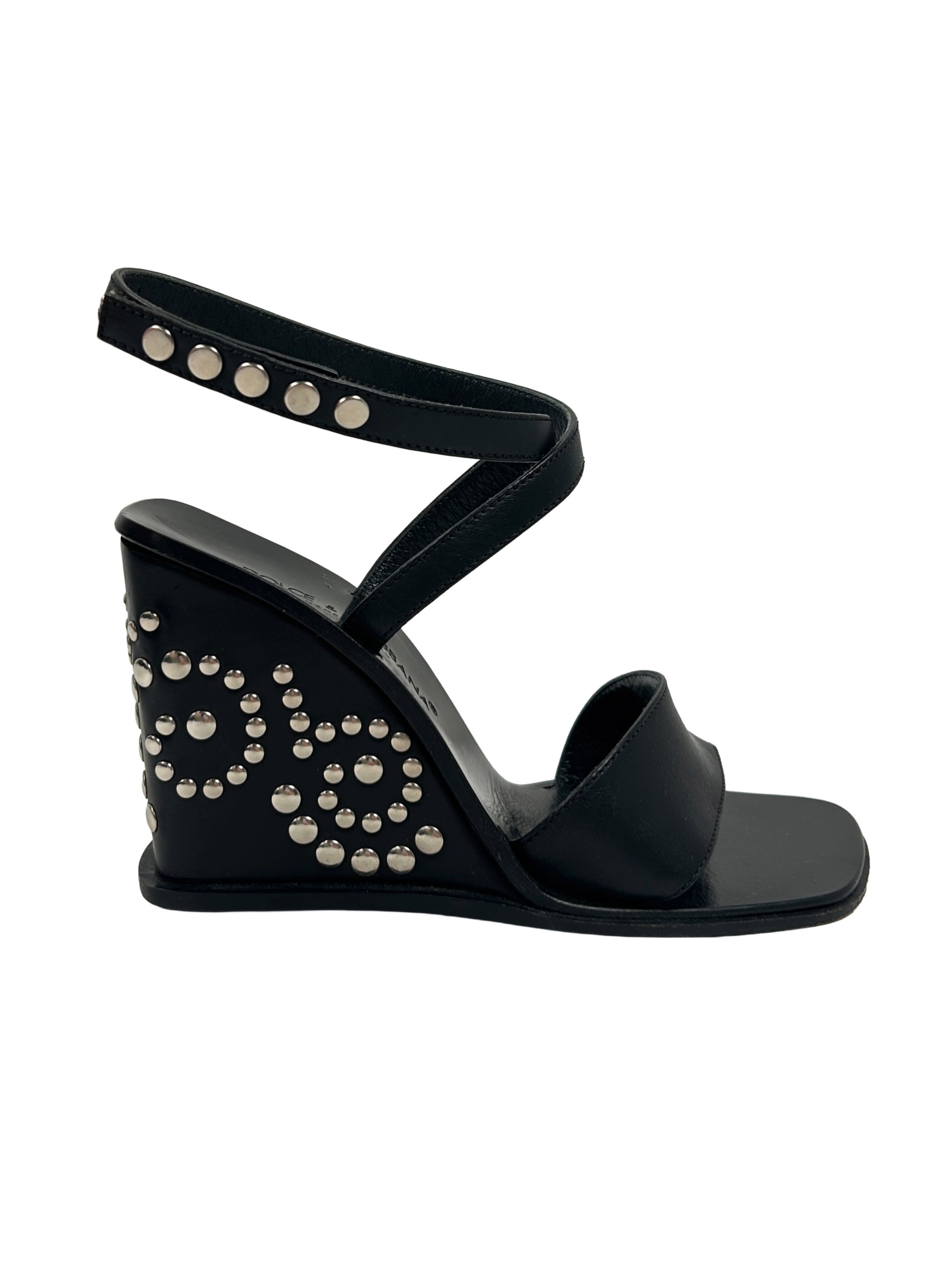 Dolce & Gabbana Size 35 Vintage Studded Wedge Sandals