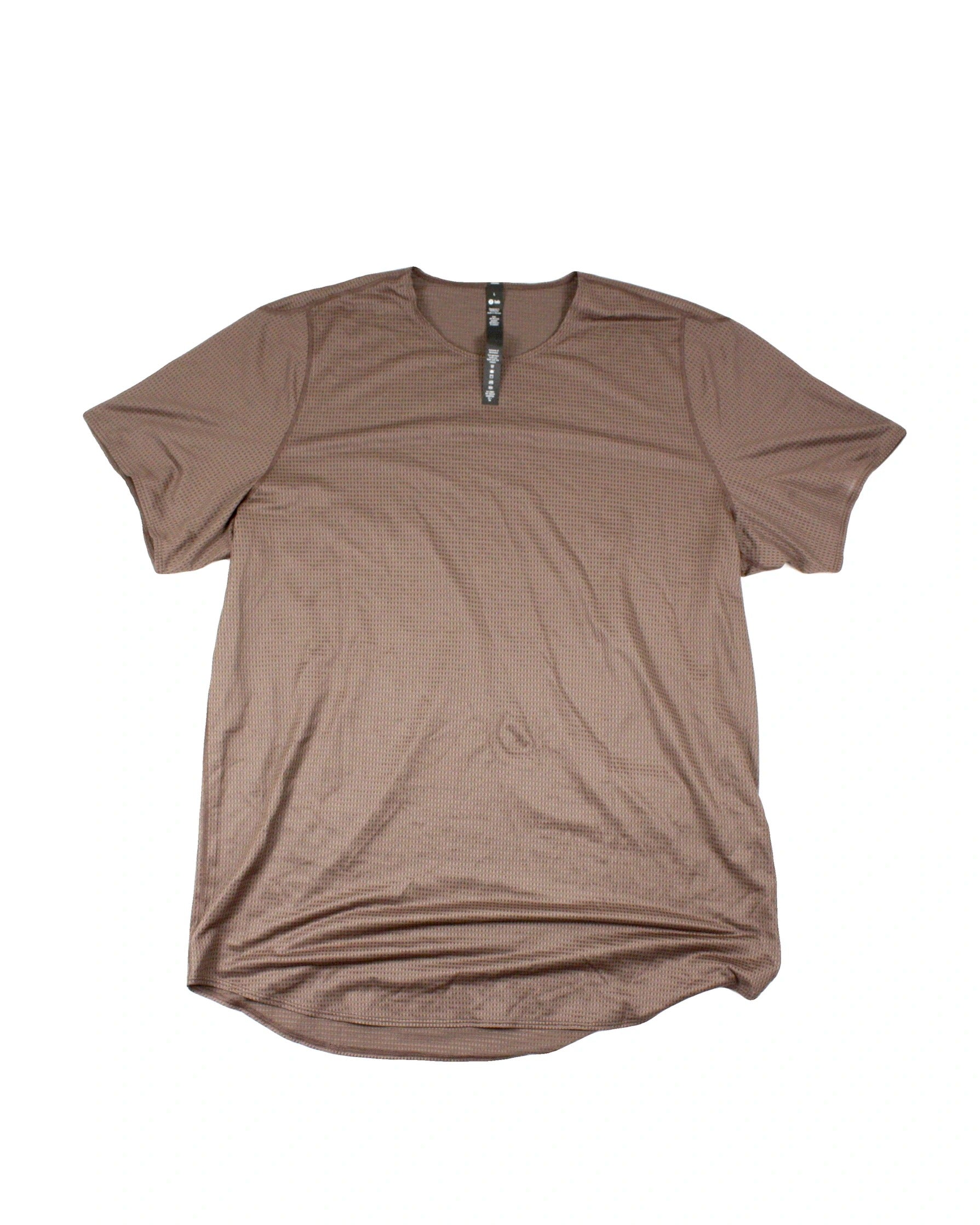 Lululemon Lab Men's Brown Perforated Short Sleeve Top with Round Neck – Size L